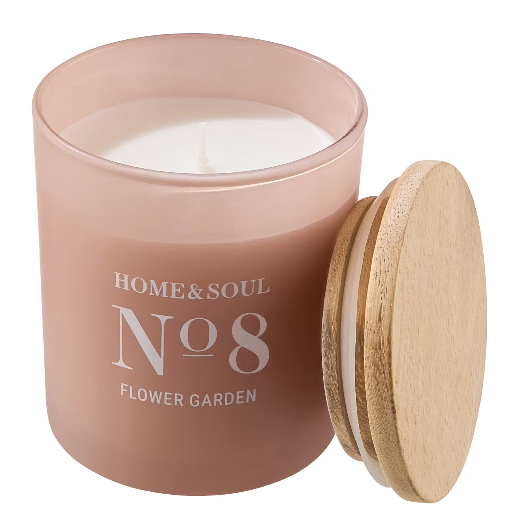 HOME & SOUL Duftkerze Flower Garden No.8 - Sojawachs/Paraffinwachs/Duftanteil /Pinienholz - Rosa