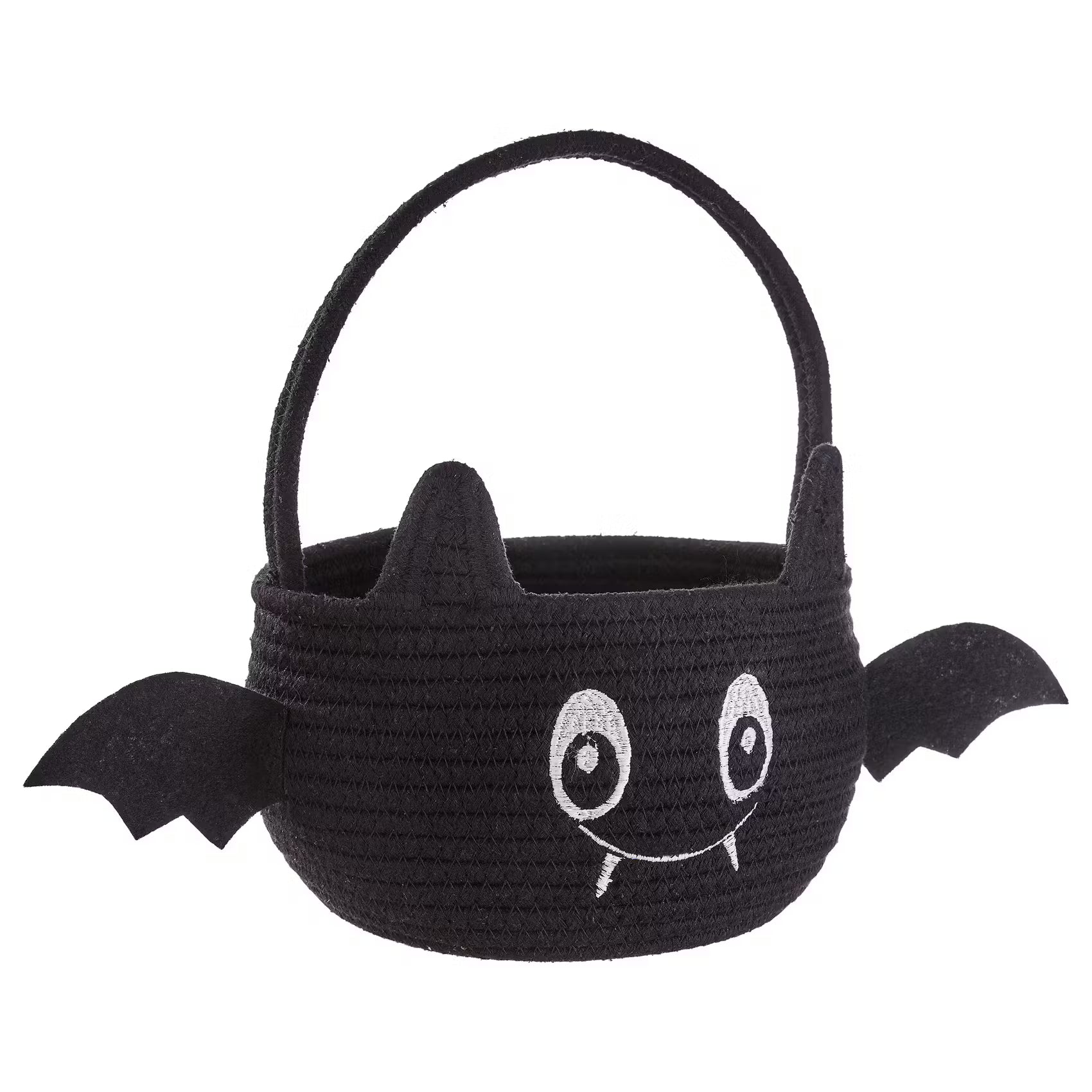 TRICK OR TREAT Korb Fledermaus - Baumwolle - Schwarz/Weiß