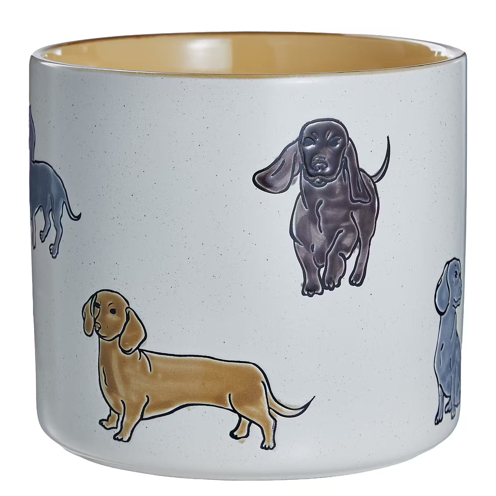 DOG LOVER Übertopf Dackel - Steinzeug - Beige