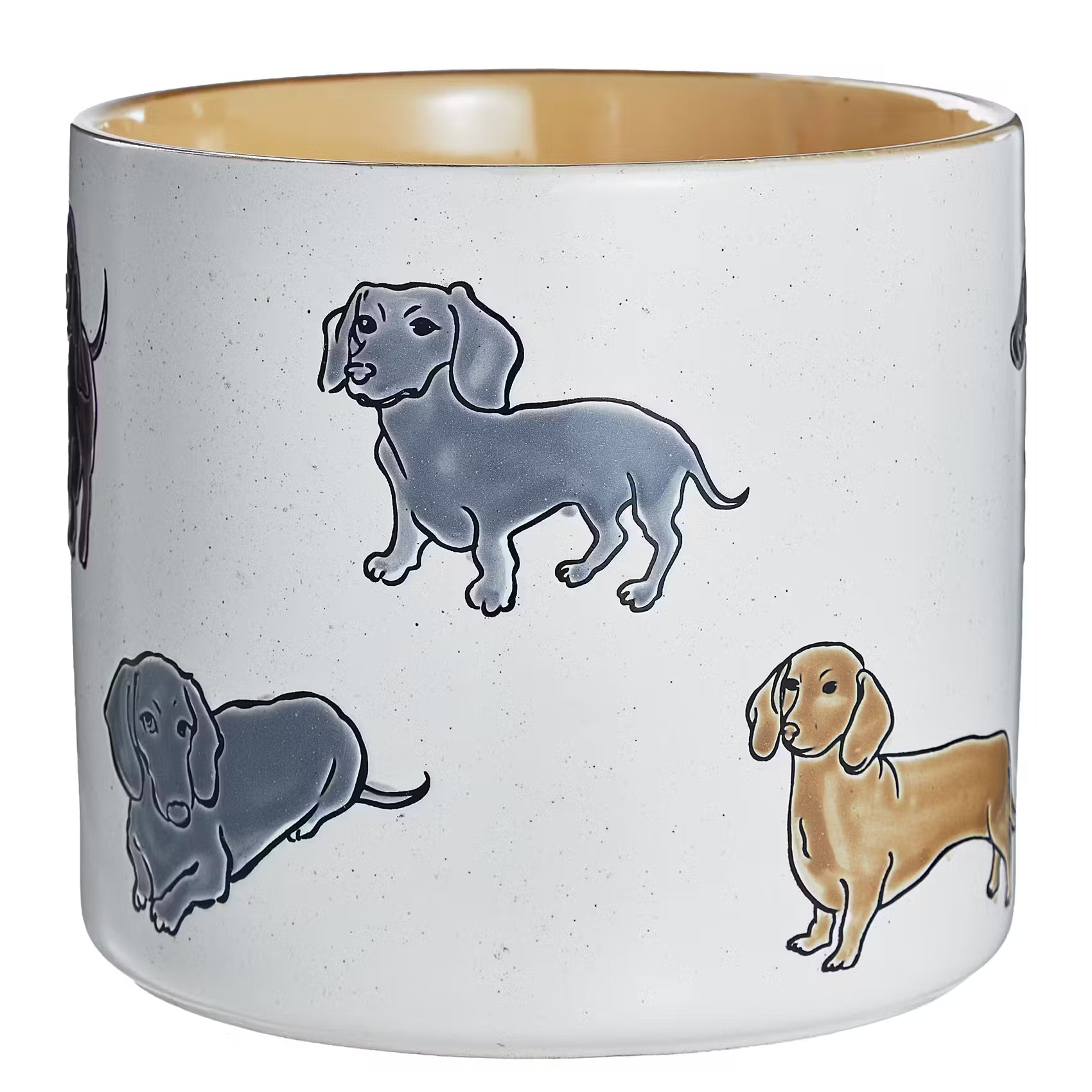 DOG LOVER Übertopf Dackel - Steinzeug - Beige