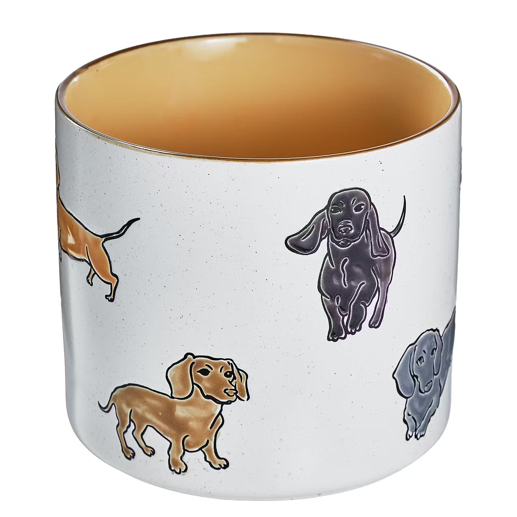 DOG LOVER Übertopf Dackel - Steinzeug - Beige
