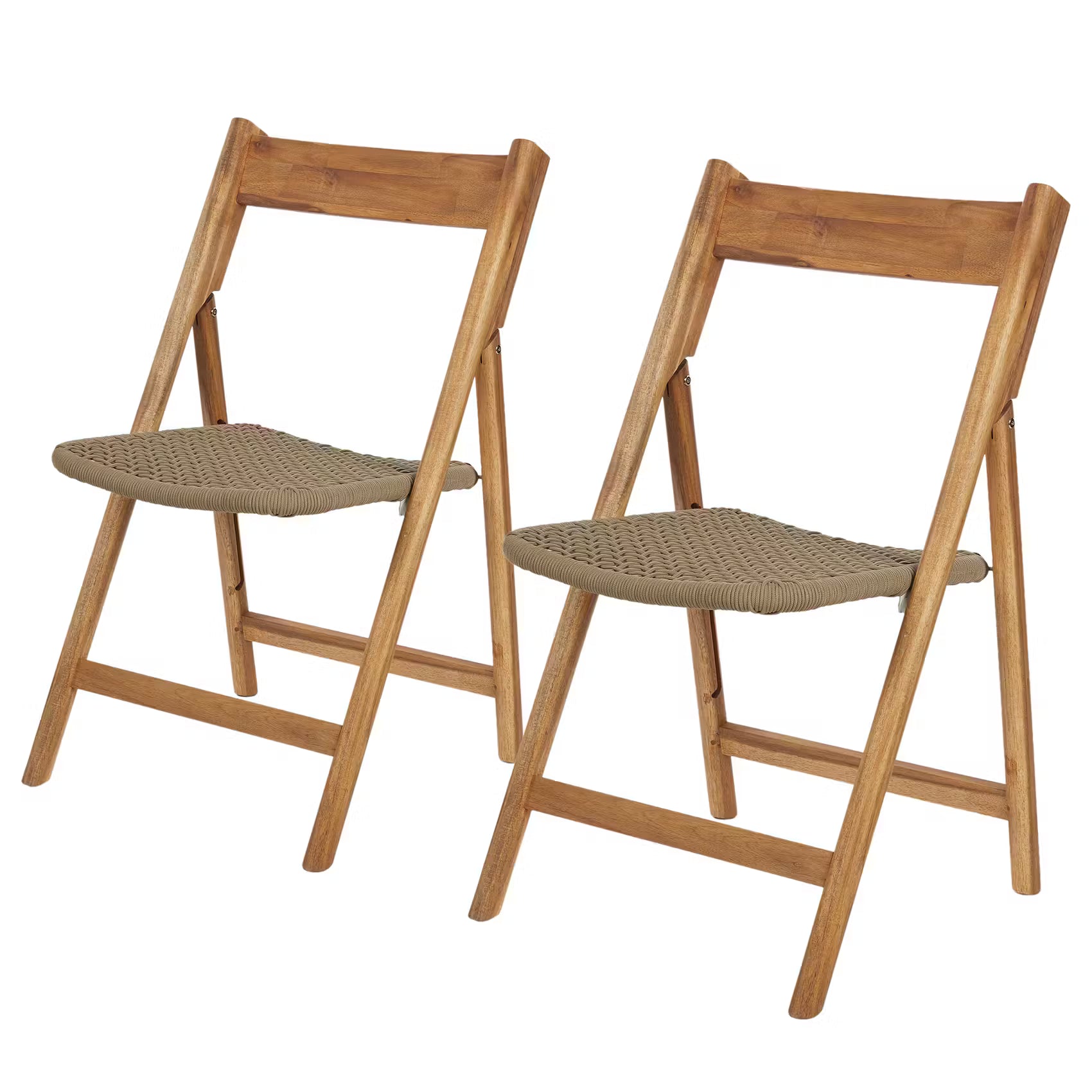 BOHO GARDEN Klappstuhl 2er-Set - Akazienholz/Polyester - Grün