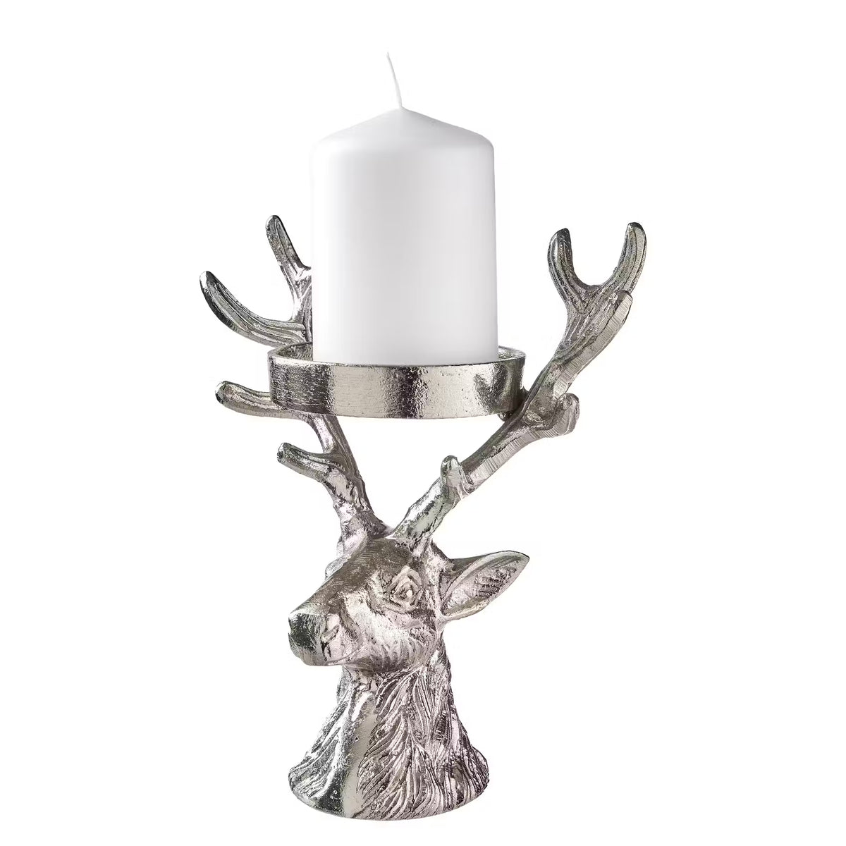 OH MY DEER Stumpenkerzenhalter - Aluminium - Silber