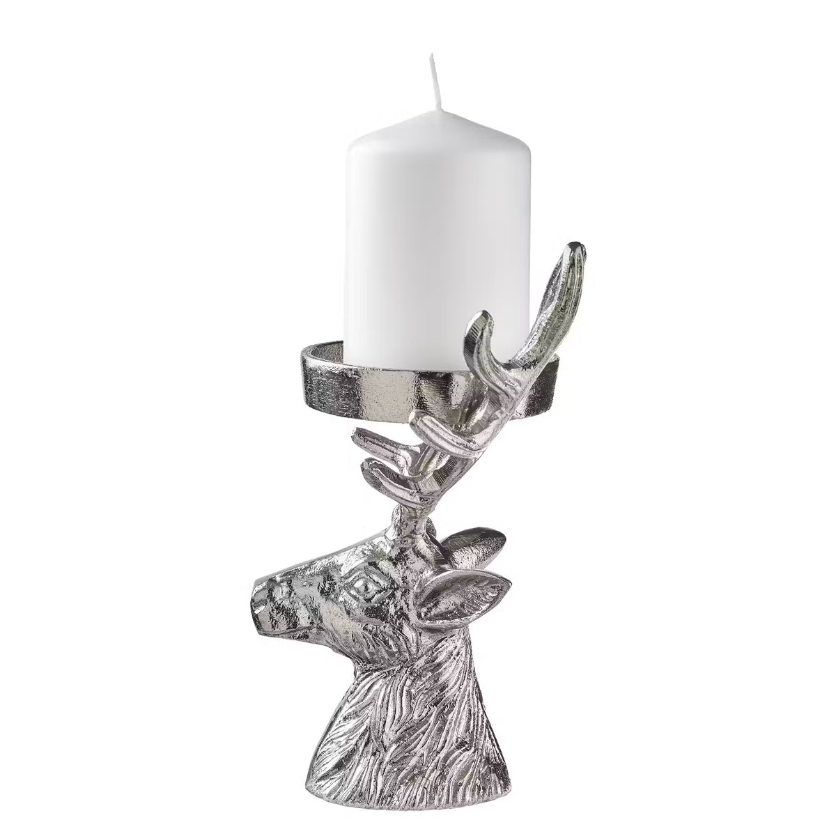 OH MY DEER Stumpenkerzenhalter - Aluminium - Silber