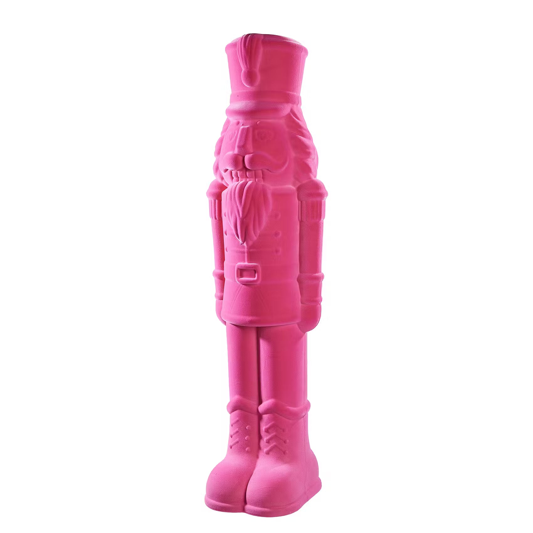 X-MAS Deko-Nussknacker beflockt - Polyethylen - Pink