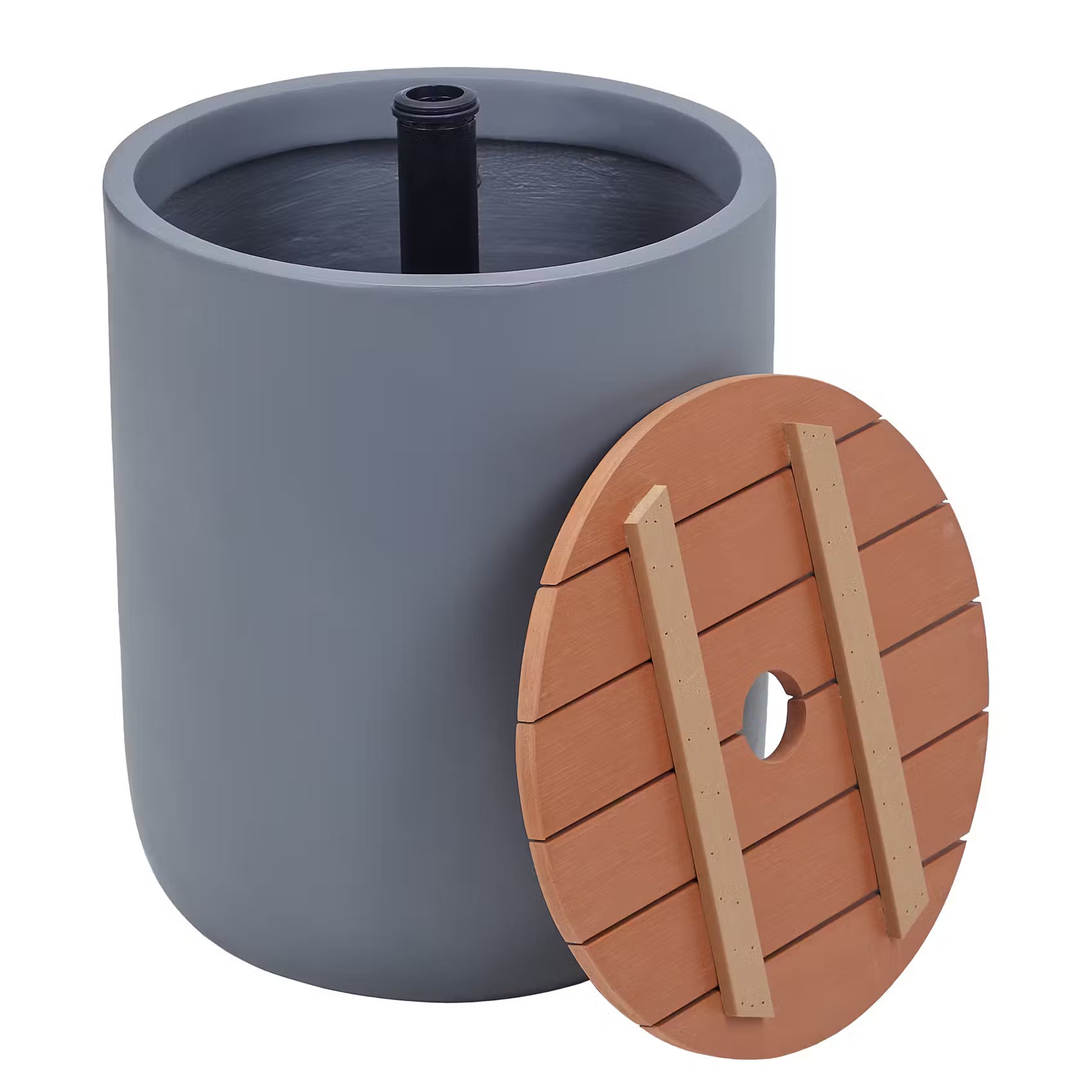 SOMBRIO Sonnenschirm mit Ständer - MGO/Keramik/Polyethylen/Polyester - Grau