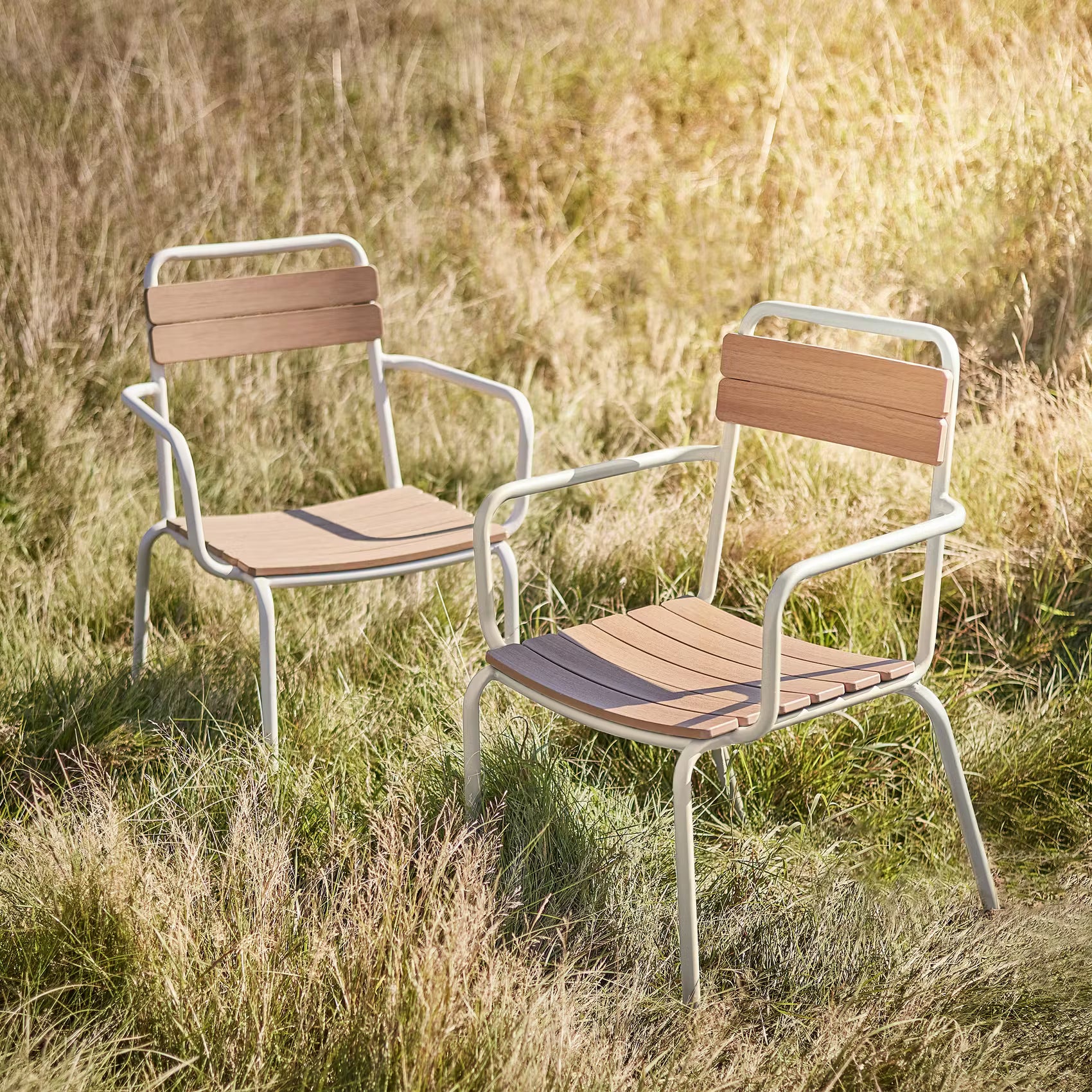 TONKA Stapelstuhl mit Armlehnen 2er-Set - Stahl/Polyethylen - Beige