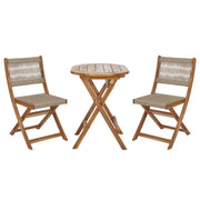 BOHO GARDEN Gartenmöbel-Set 3-tlg. - Akazienholz/Polyester - Braun/Beige