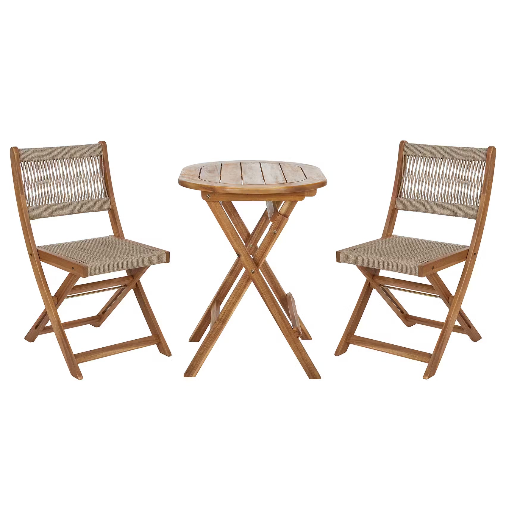 BOHO GARDEN Gartenmöbel-Set 3-tlg. - Akazienholz/Polyester - Braun/Beige