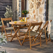 BOHO GARDEN Gartenmöbel-Set 5-tlg. - Akazienholz/Polyester - Braun/Grün