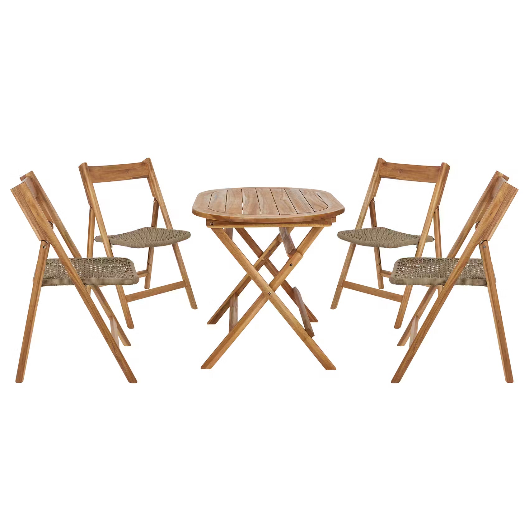BOHO GARDEN Gartenmöbel-Set 5-tlg. - Akazienholz/Polyester - Braun/Grün