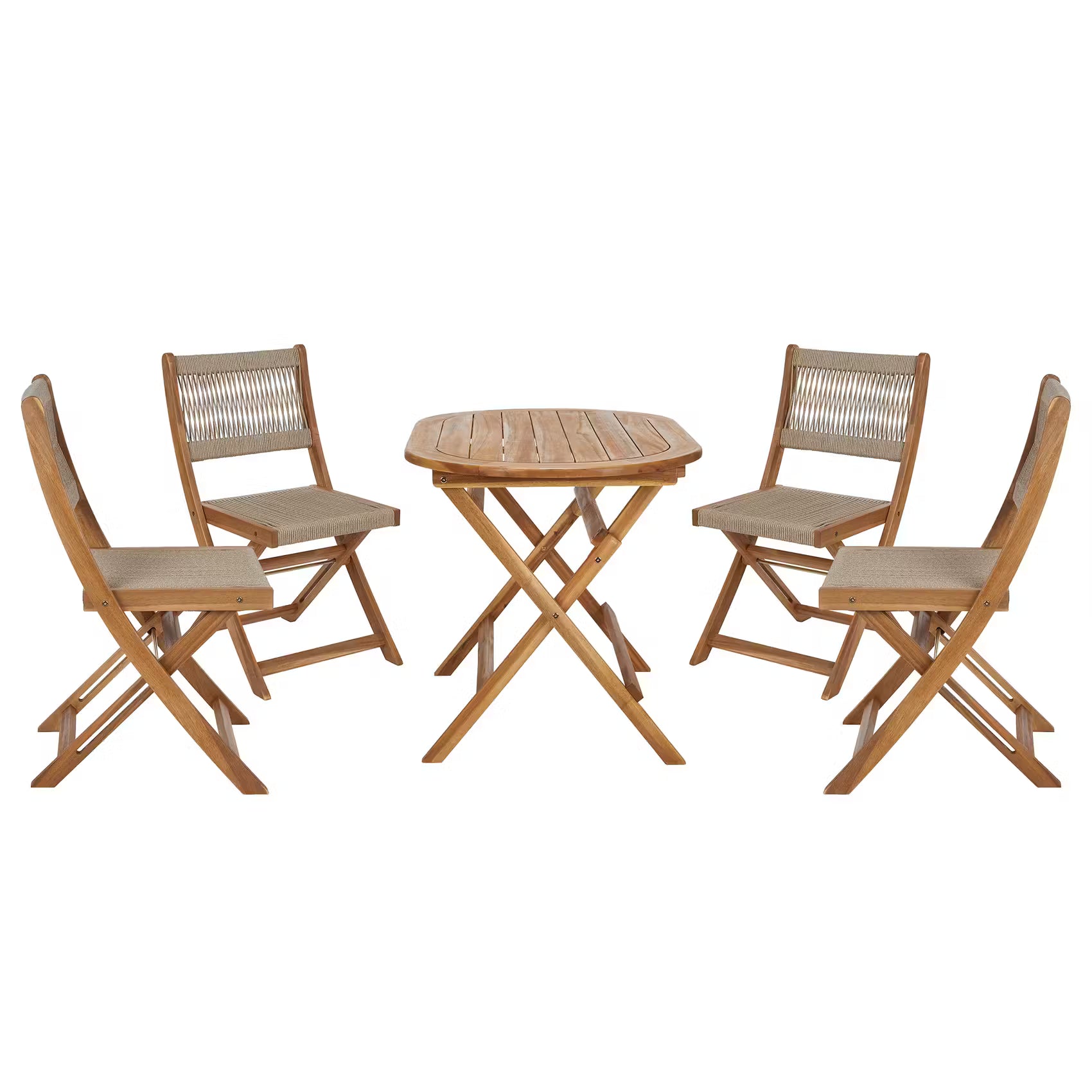 BOHO GARDEN Gartenmöbel-Set 5-tlg. - Akazienholz/Polyester - Braun/Beige