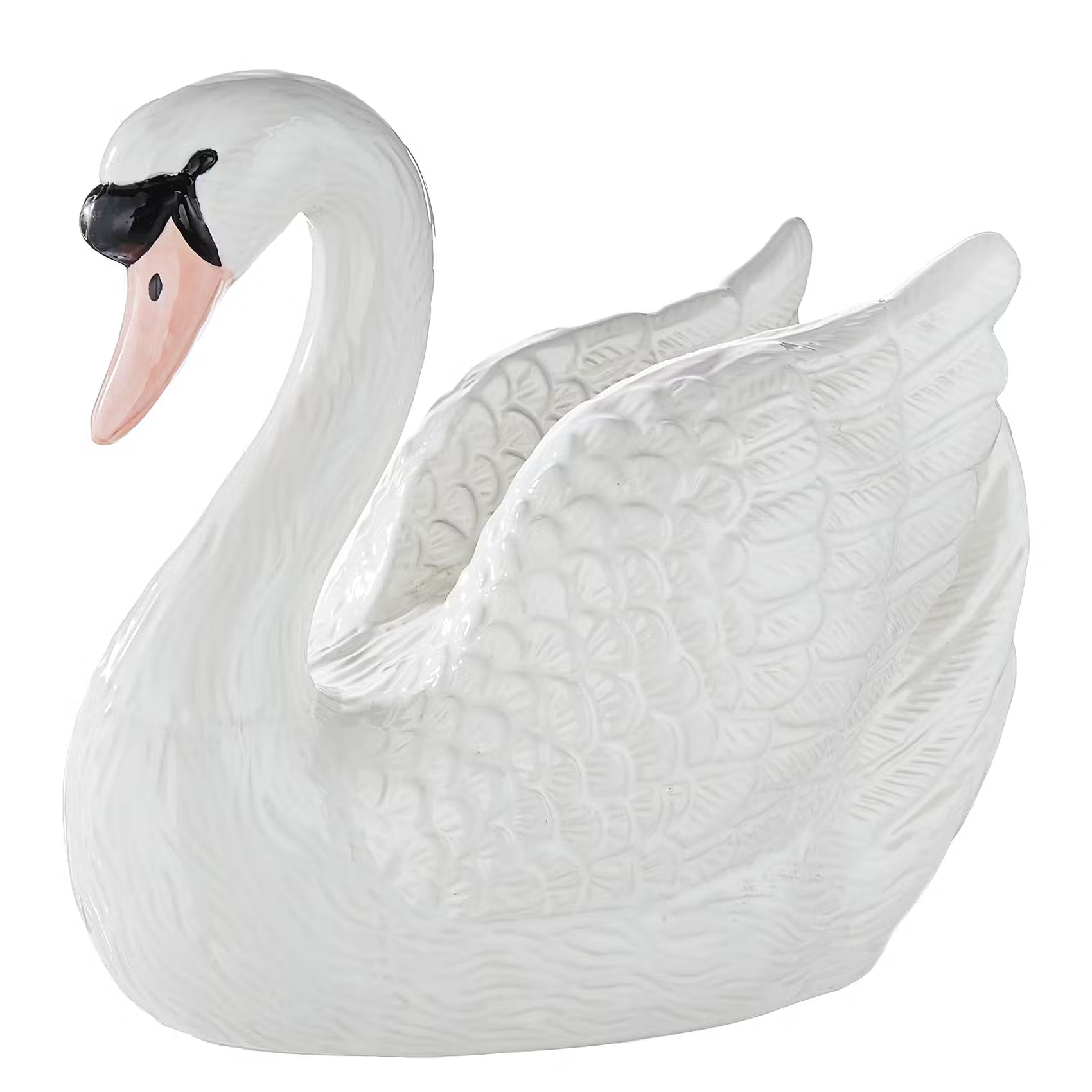 ODETTE Deko-Schwan - Steinzeug - Weiß