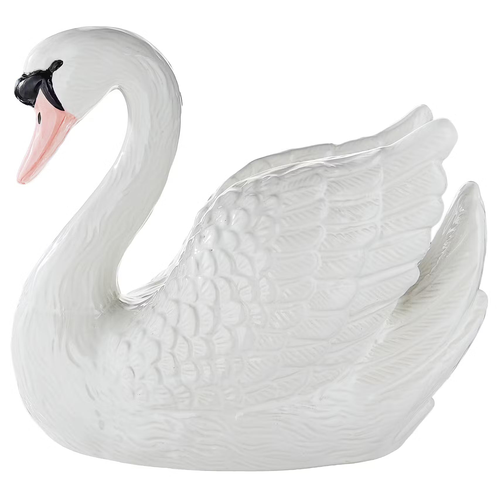 ODETTE Deko-Schwan - Steinzeug - Weiß