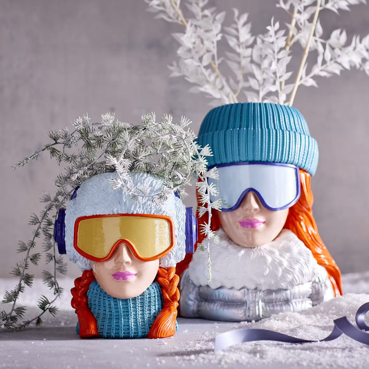APRÉS-SKI Vase - Polyresin - Grau/Blau