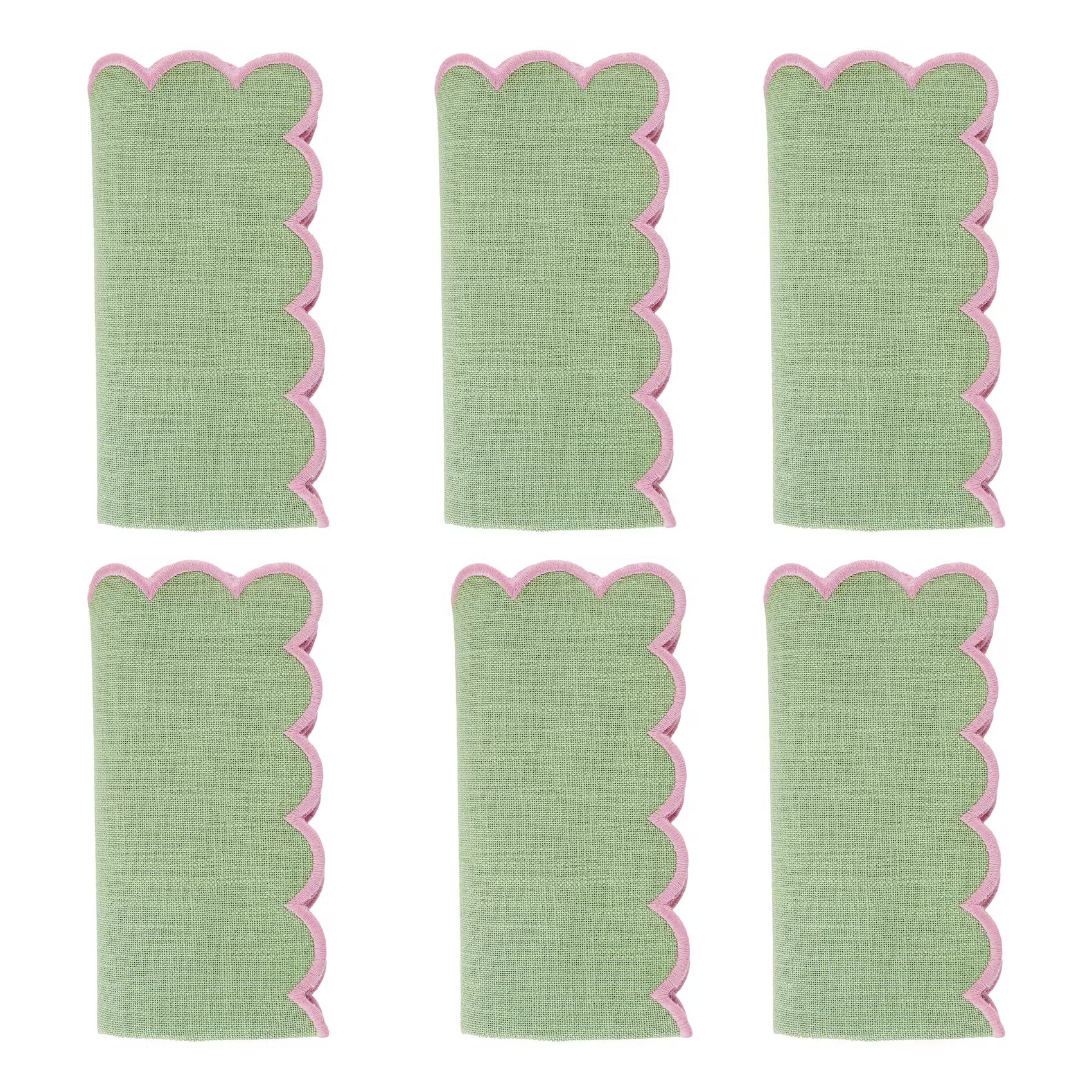 SUMMER CHEER Serviette 6er-Set - Baumwolle - Grün / Pink