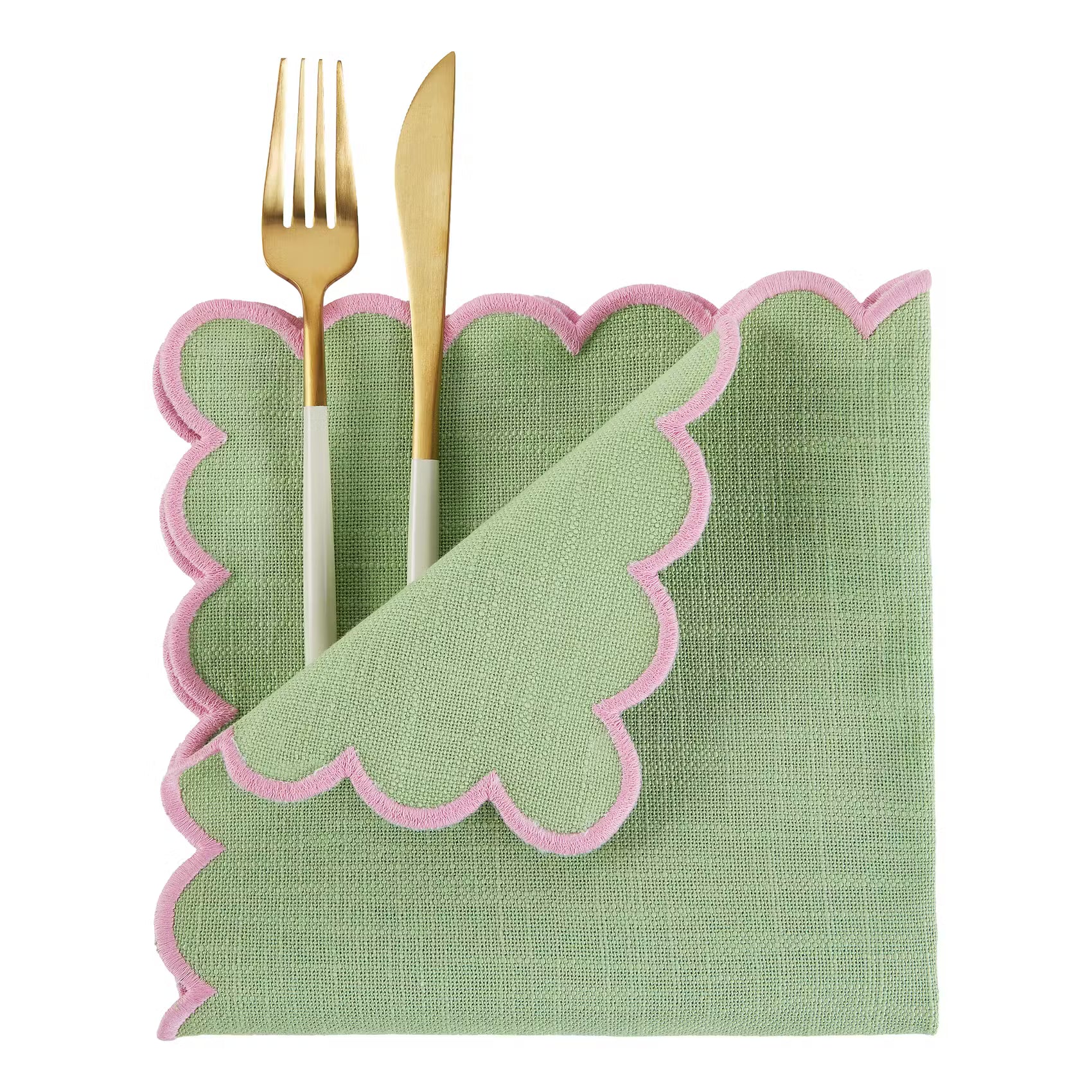 SUMMER CHEER Serviette 6er-Set - Baumwolle - Grün / Pink