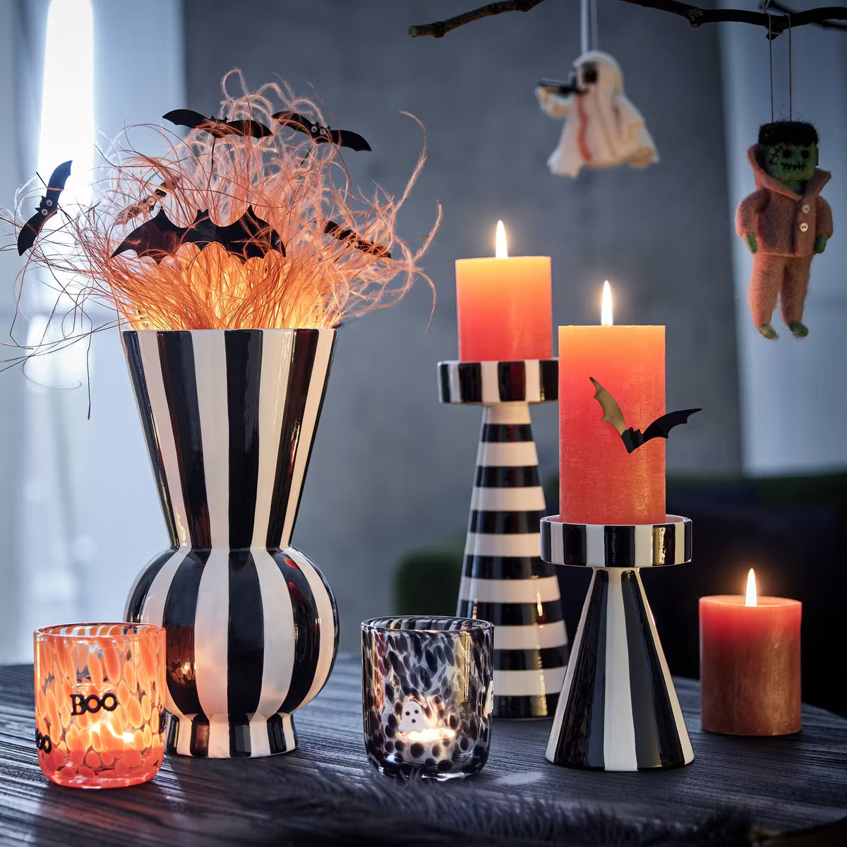 HALLOWEEN Trinkglas Konfetti Gespenst - Normalglas - Schwarz
