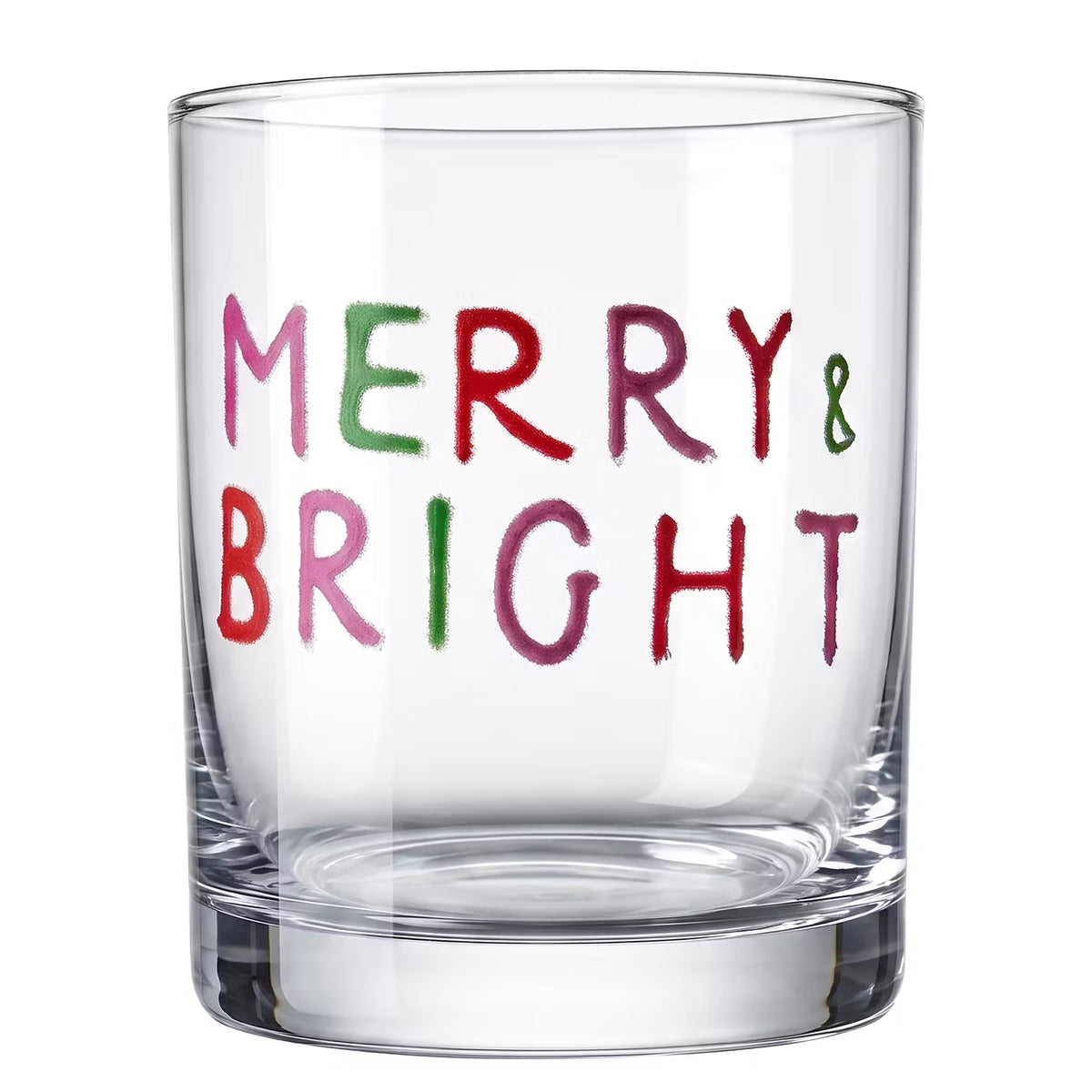 MERRY & BRIGHT Trinkglas - Normalglas - Grün/Rot/Rose