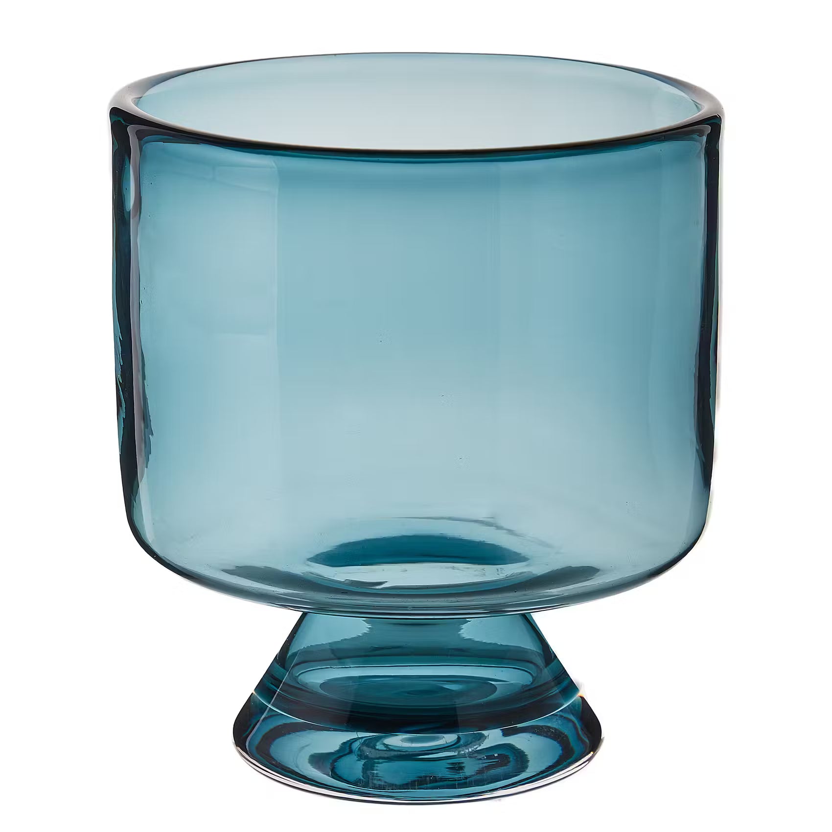 BLUE MAISON Windlicht mit Fuß - Buntglas - Blau - Höhe: 17 cm