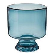 BLUE MAISON Windlicht mit Fuß - Buntglas - Blau - Höhe: 17 cm
