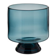 BLUE MAISON Windlicht mit Fuß - Buntglas - Gold / Blau - Höhe: 20 cm