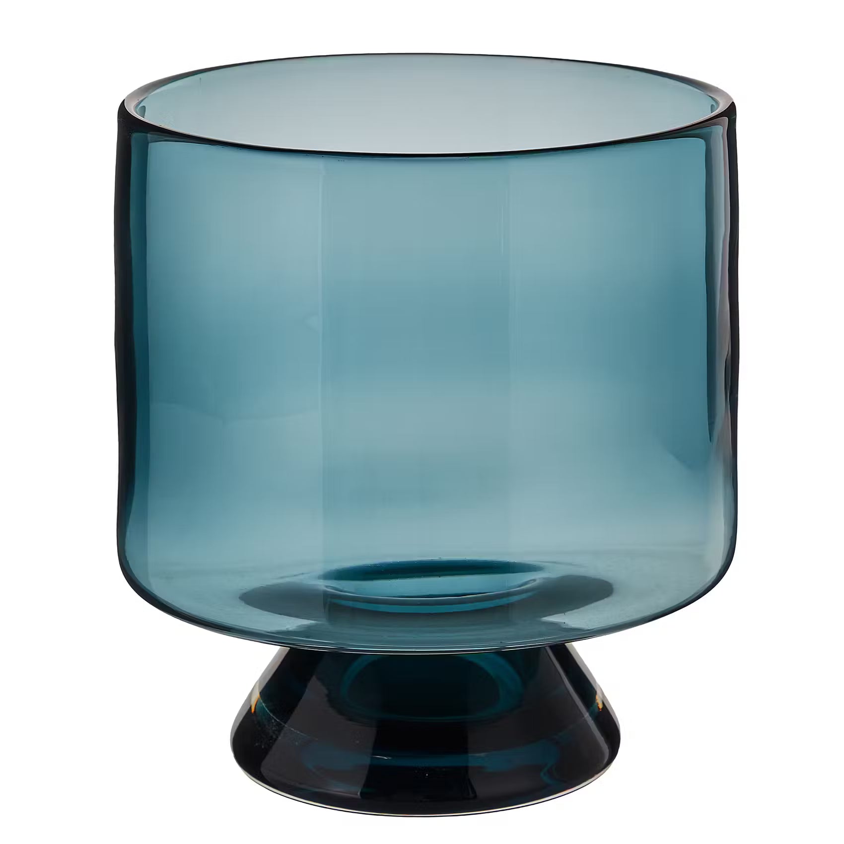 BLUE MAISON Windlicht mit Fuß - Buntglas - Gold / Blau - Höhe: 20 cm