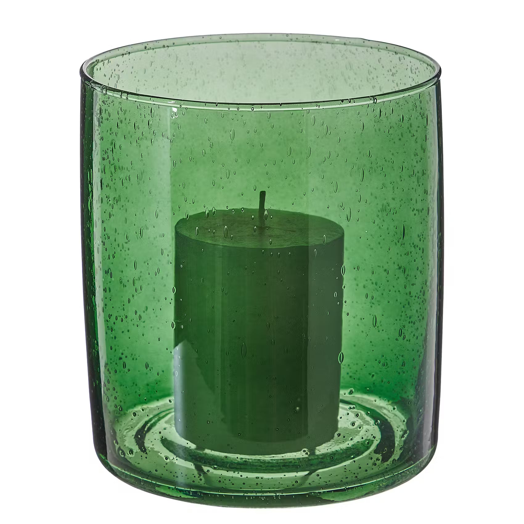 MEDLEY Windlicht - Buntglas - Grün - Höhe: 17 cm