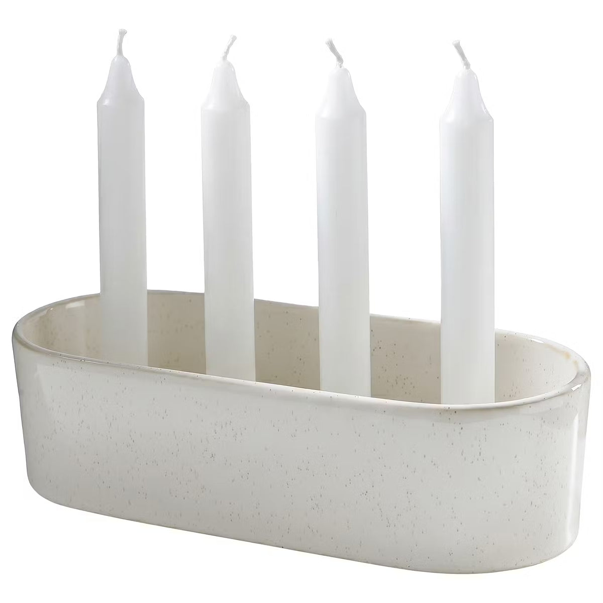 ADVENT Kerzenhalter für 4 Stabkerzen - Steinzeug - Weiß