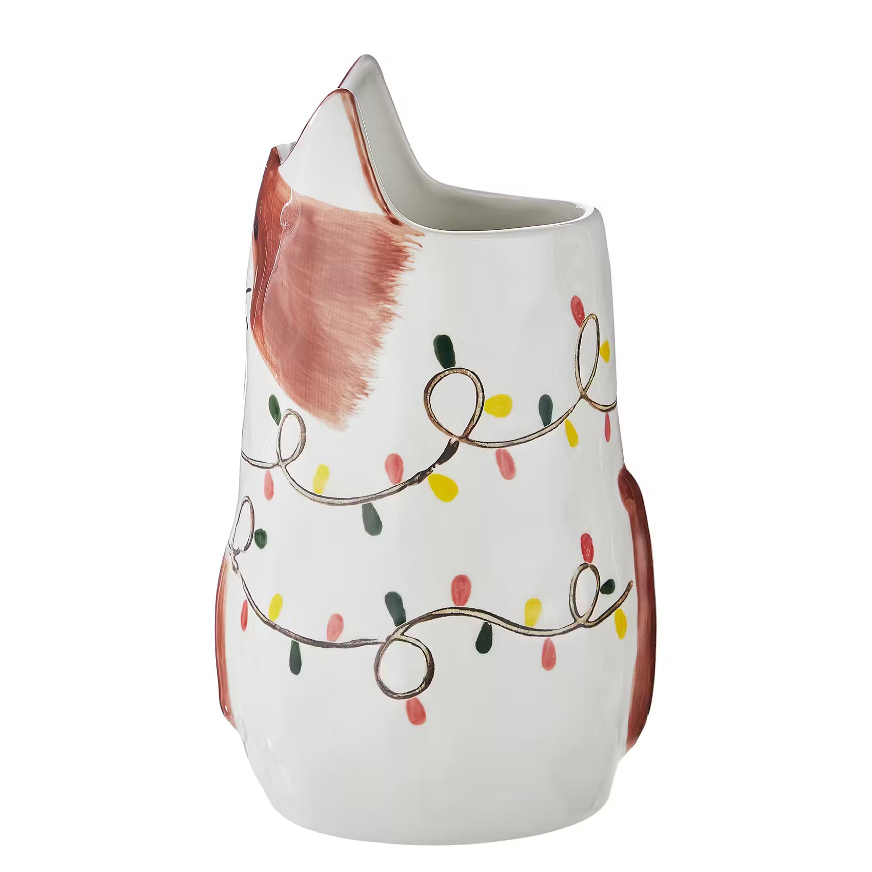 PABLO Vase Katze - Steinzeug - Weiß/Braun