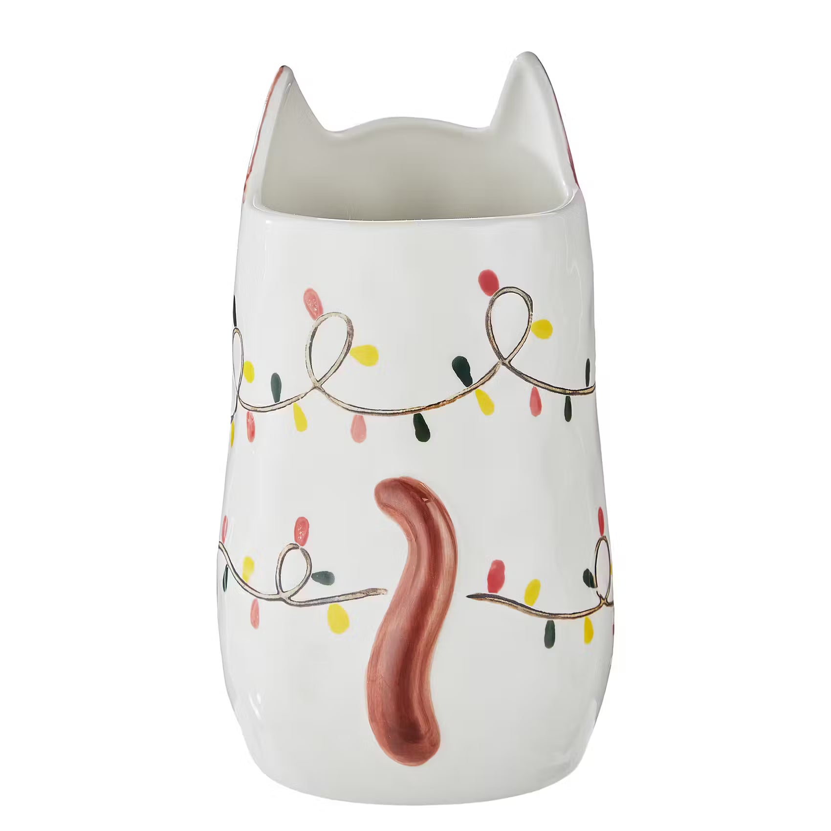 PABLO Vase Katze - Steinzeug - Weiß/Braun