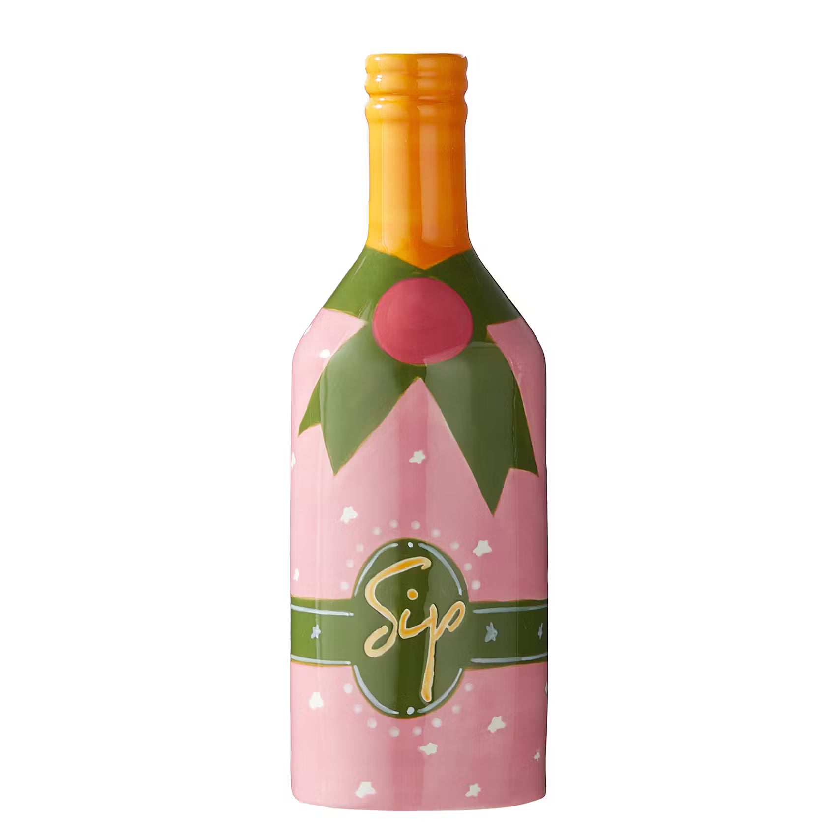 SIP Vase Flasche - Steinzeug - Pink/Grün