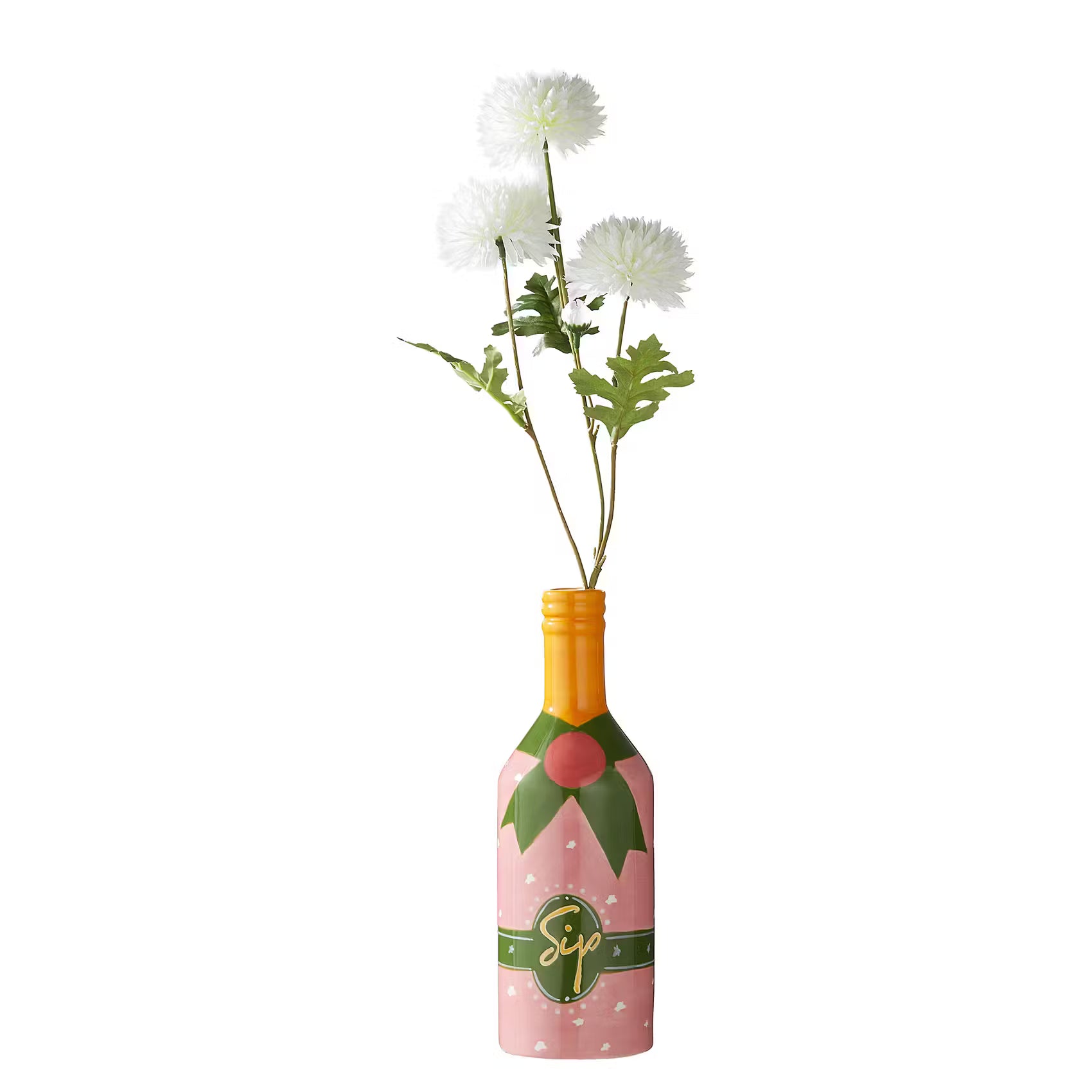 SIP Vase Flasche - Steinzeug - Pink/Grün