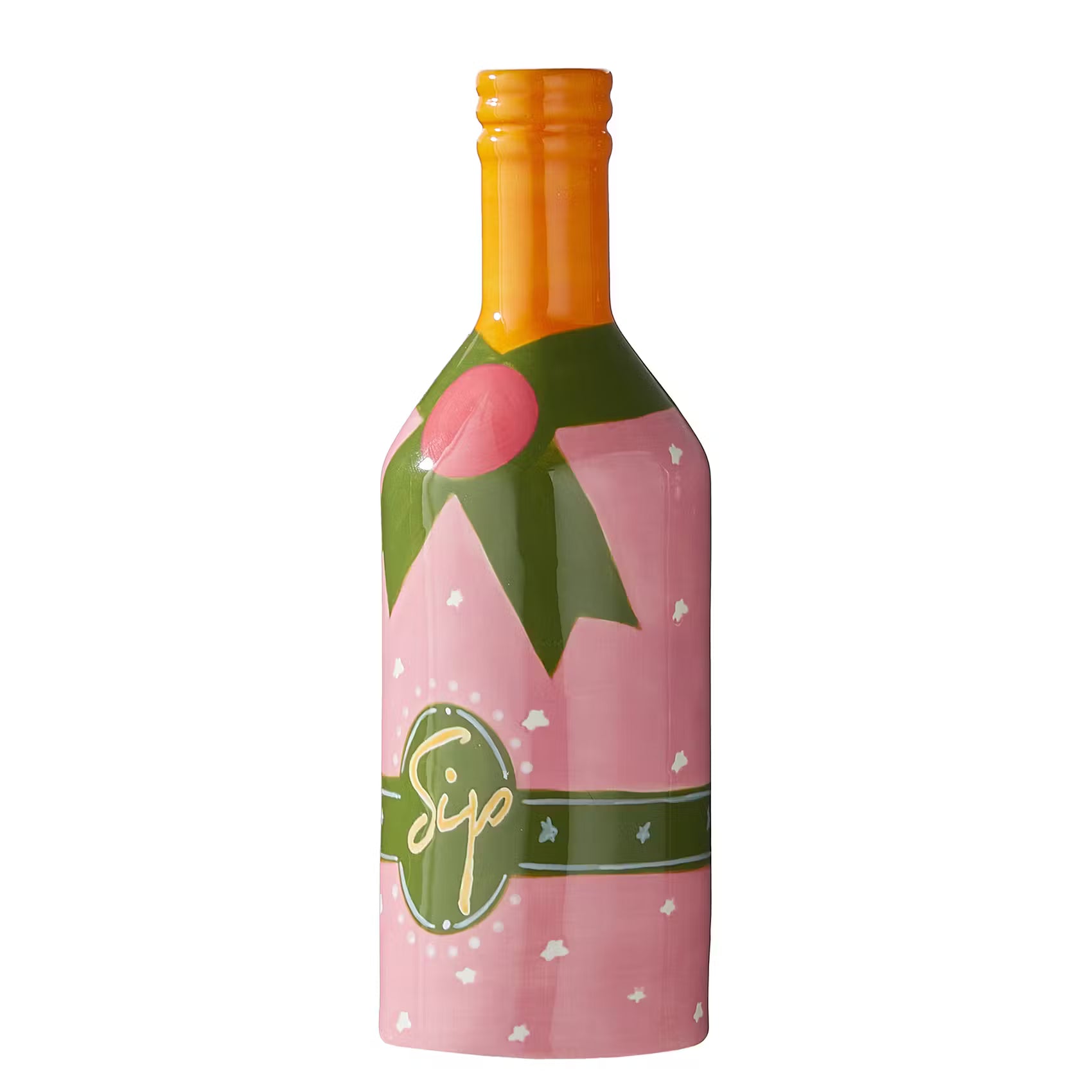 SIP Vase Flasche - Steinzeug - Pink/Grün