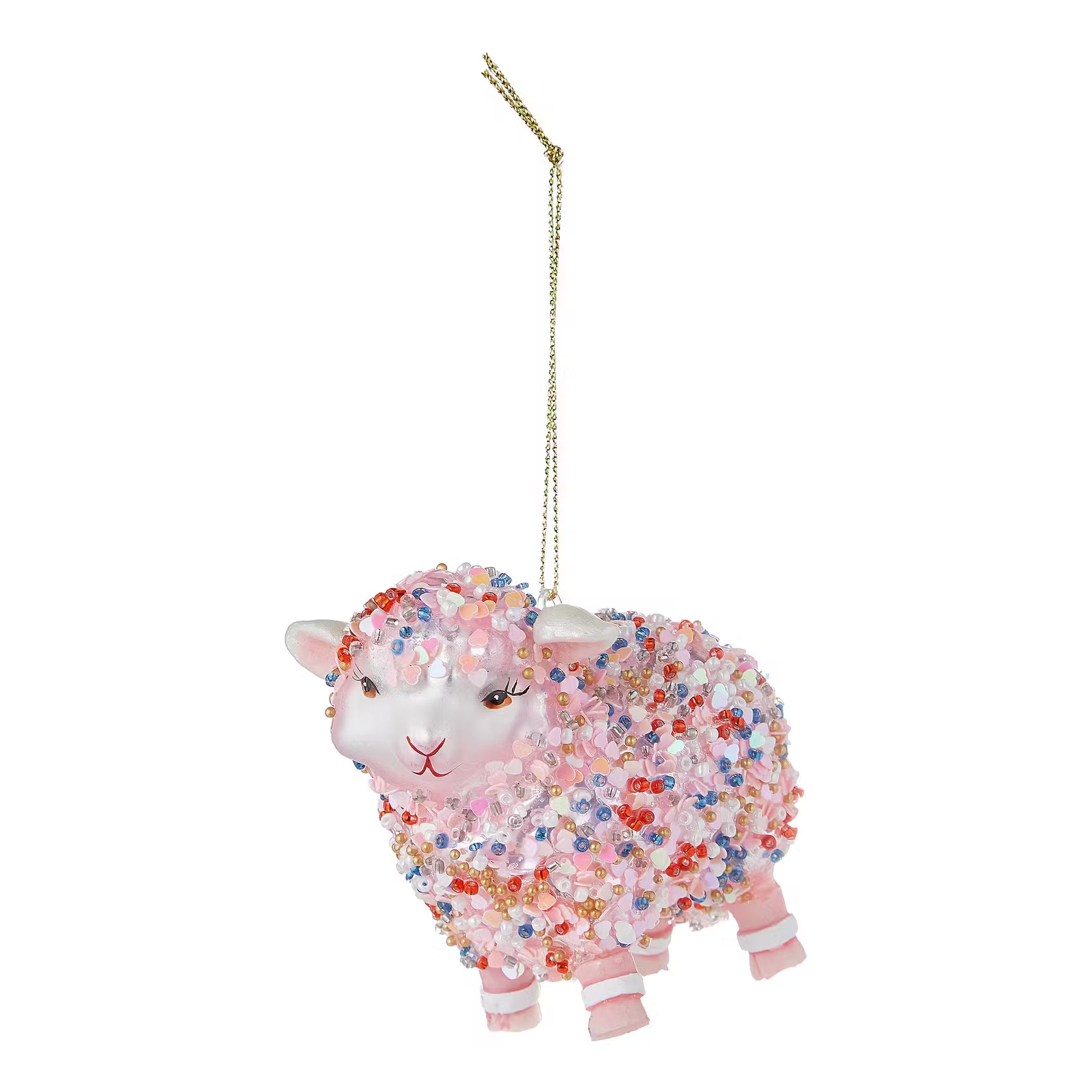 HANG ON Baumanhänger Lamm mit Perlen - Borosilikatglas - Rosa