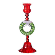 MERRY & BRIGHT Kerzenhalter für Stabkerze Kranz - Borosilikatglas - Rot