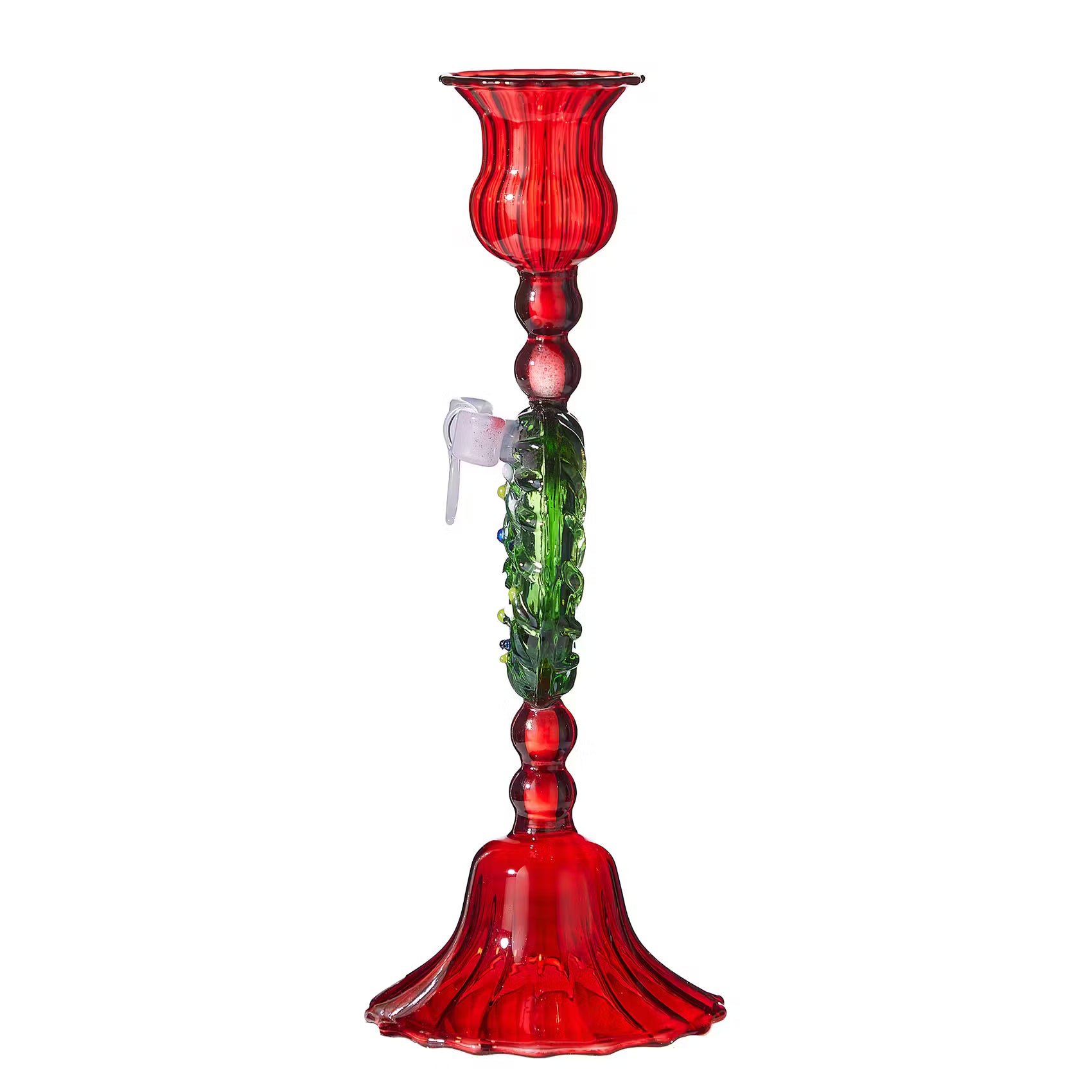 MERRY & BRIGHT Kerzenhalter für Stabkerze Kranz - Borosilikatglas - Rot