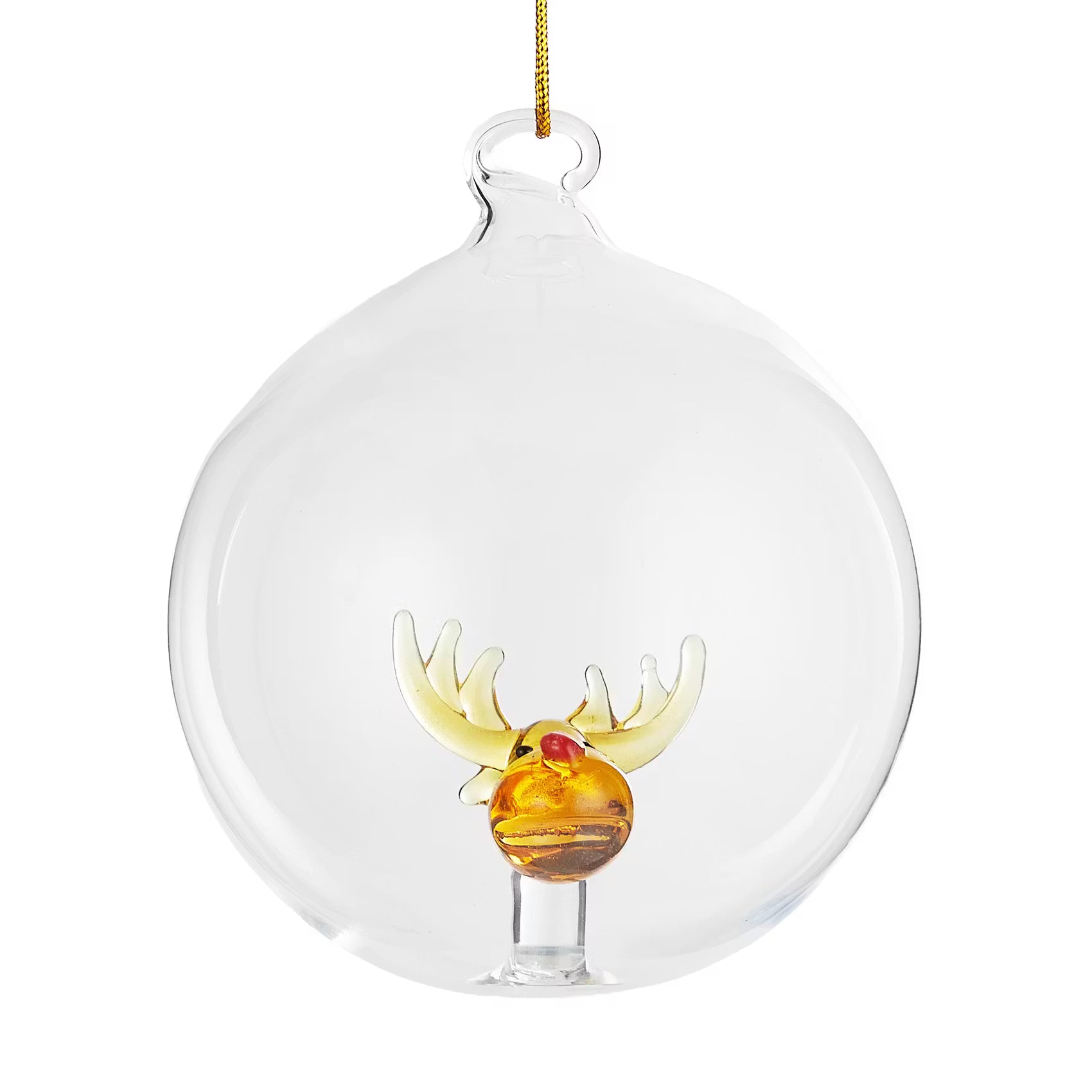 HANG ON Glaskugel Rentier - Borosilikatglas - Transparent