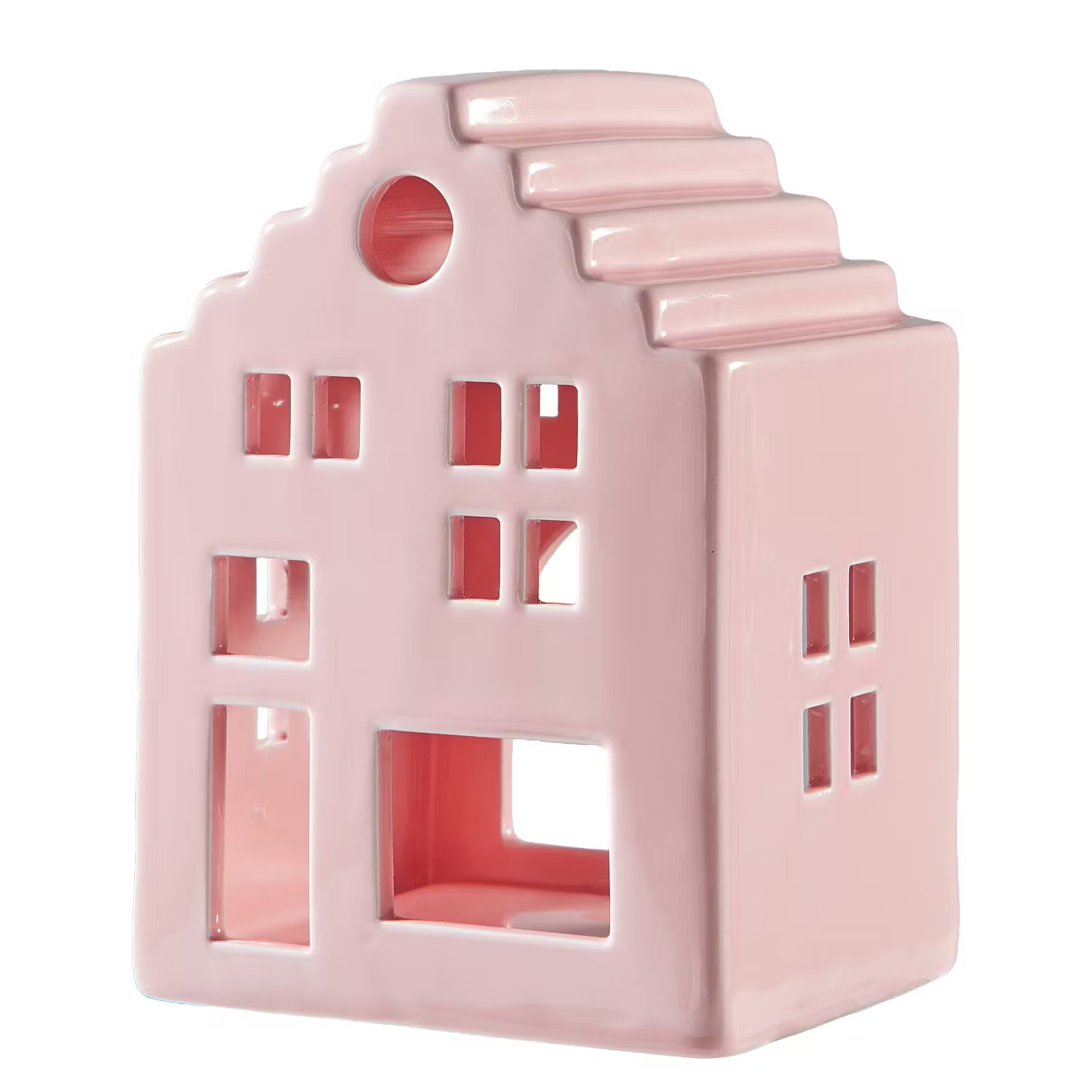 DELFT Teelichthaus - Steinzeug - Rosa - Rosa