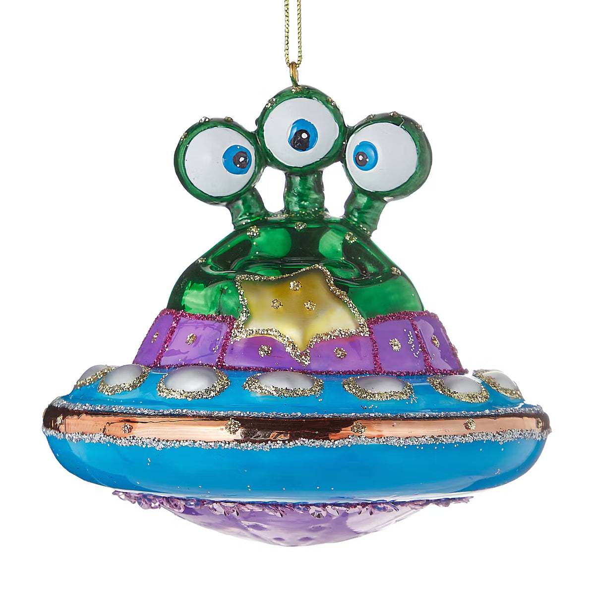 HANG ON Baumanhänger Alien im Ufo - Borosilikatglas - Grün