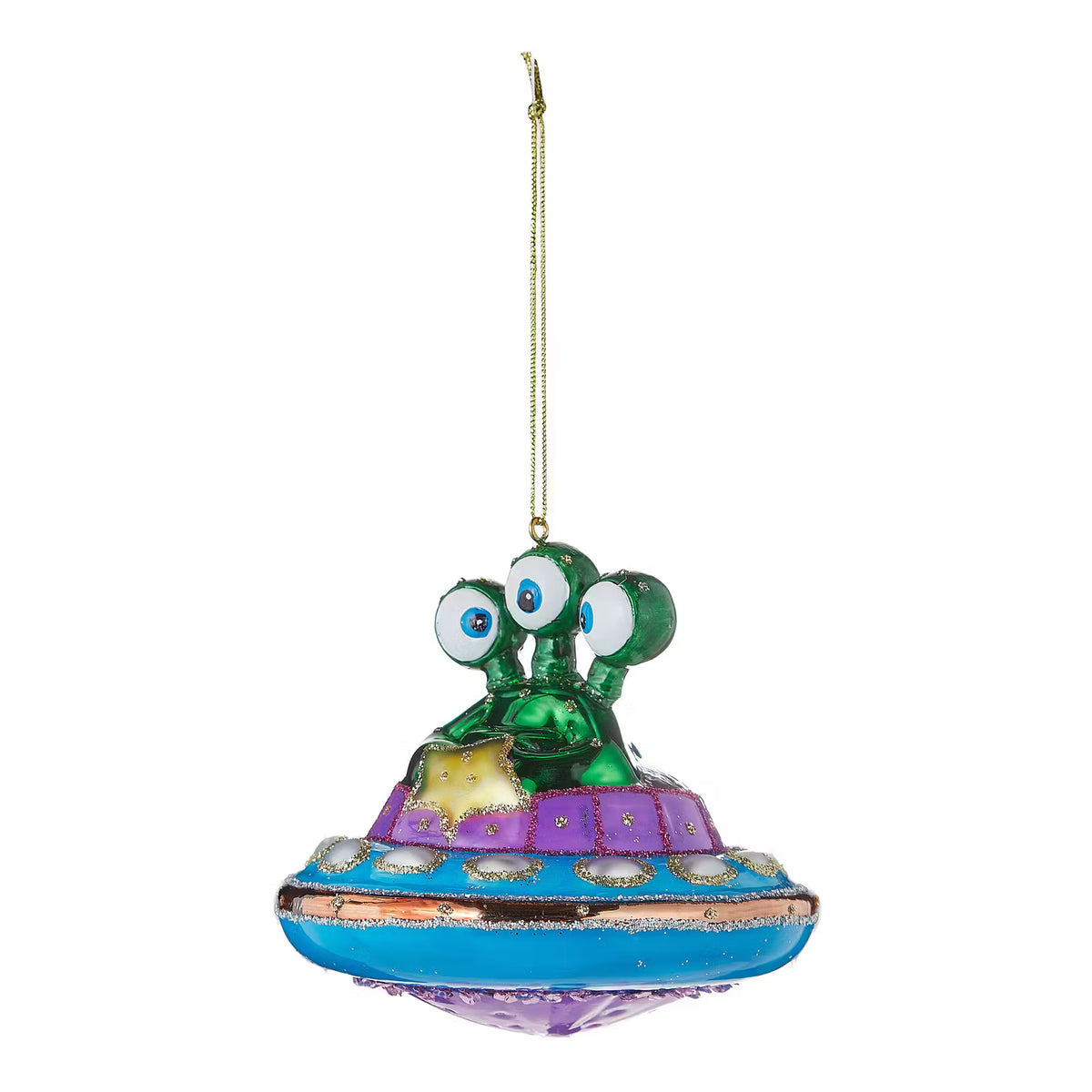 HANG ON Baumanhänger Alien im Ufo - Borosilikatglas - Grün