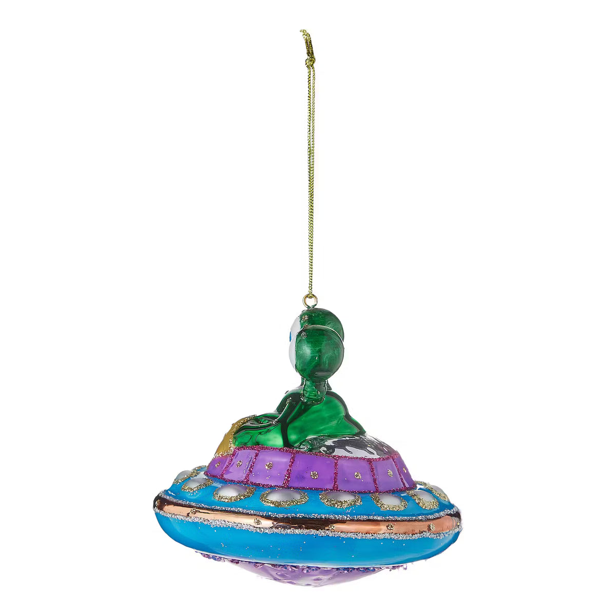 HANG ON Baumanhänger Alien im Ufo - Borosilikatglas - Grün