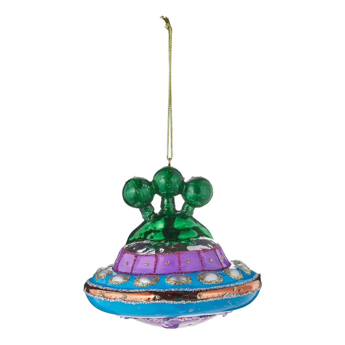 HANG ON Baumanhänger Alien im Ufo - Borosilikatglas - Grün