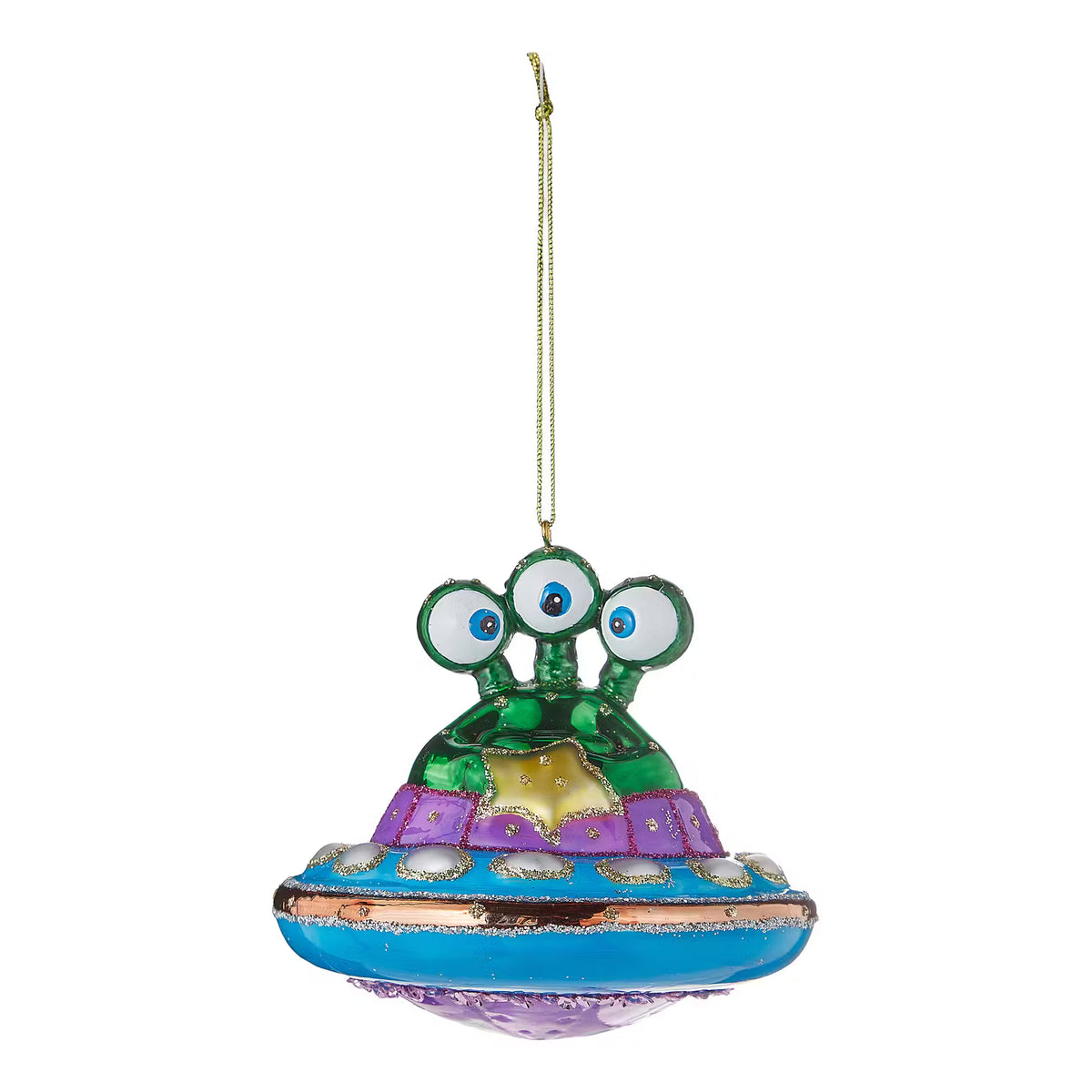 HANG ON Baumanhänger Alien im Ufo - Borosilikatglas - Grün