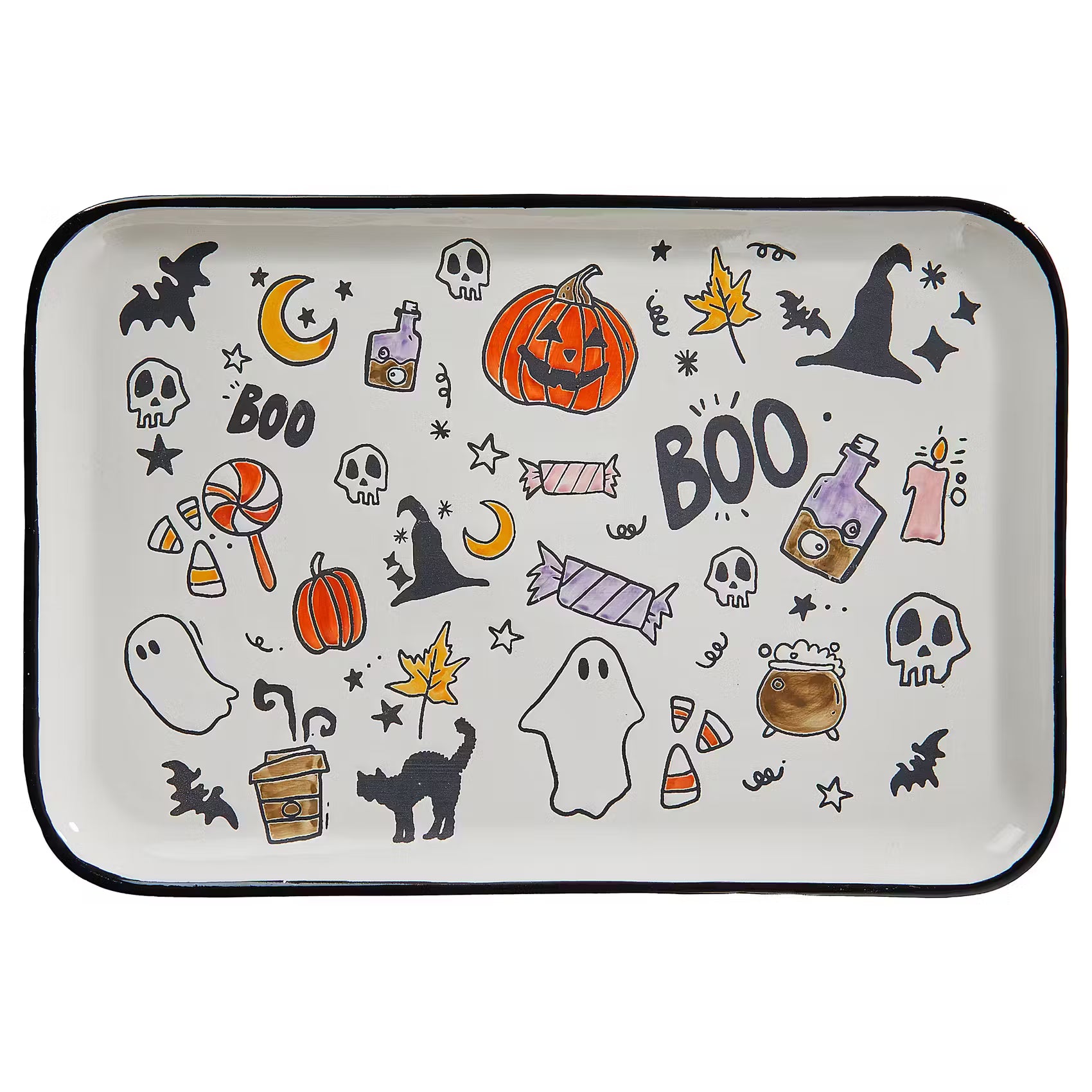 HALLOWEEN Deko-Teller - Steinzeug - Weiß