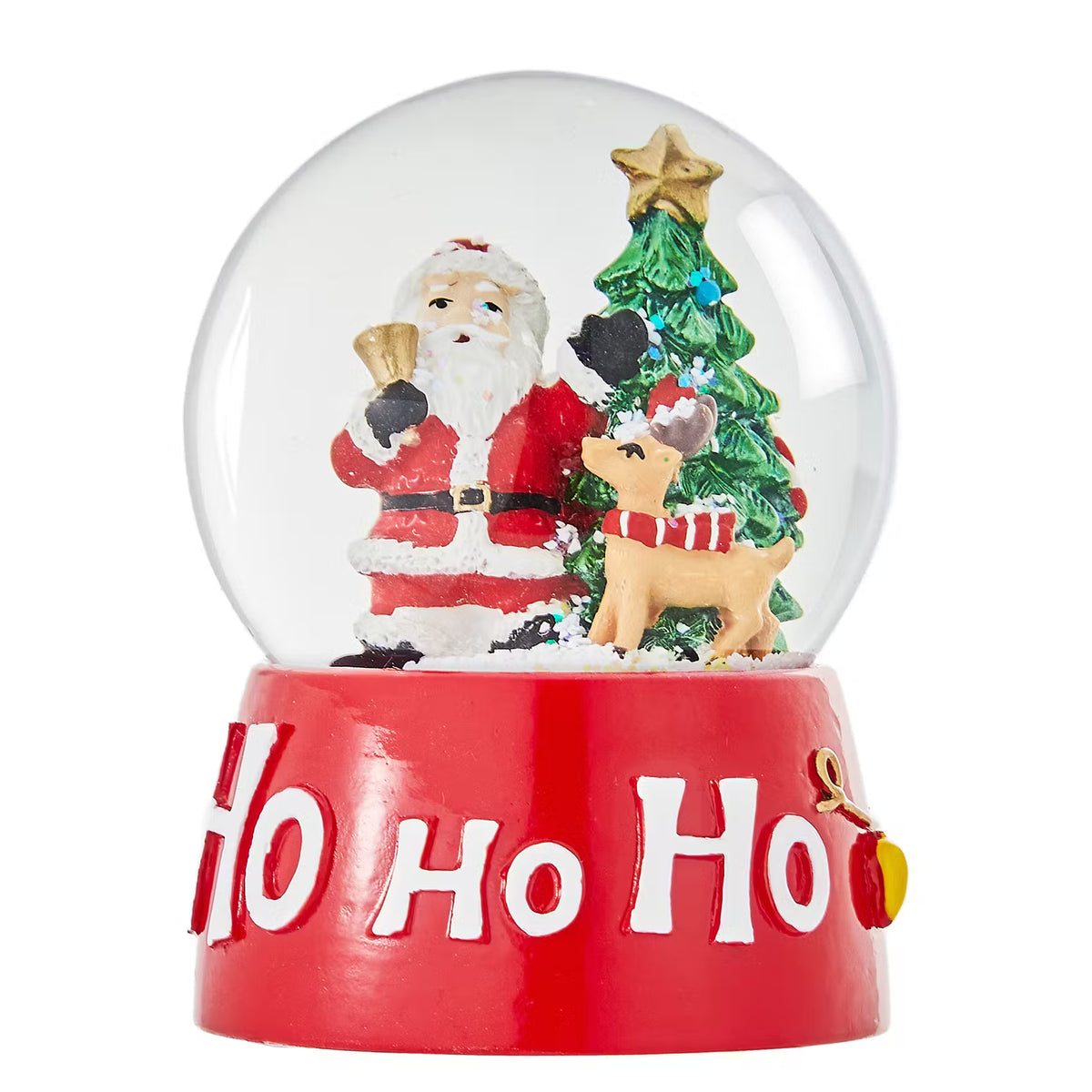 X-MAS Schneekugel HoHoHo - Polyresin/Glas - Rot