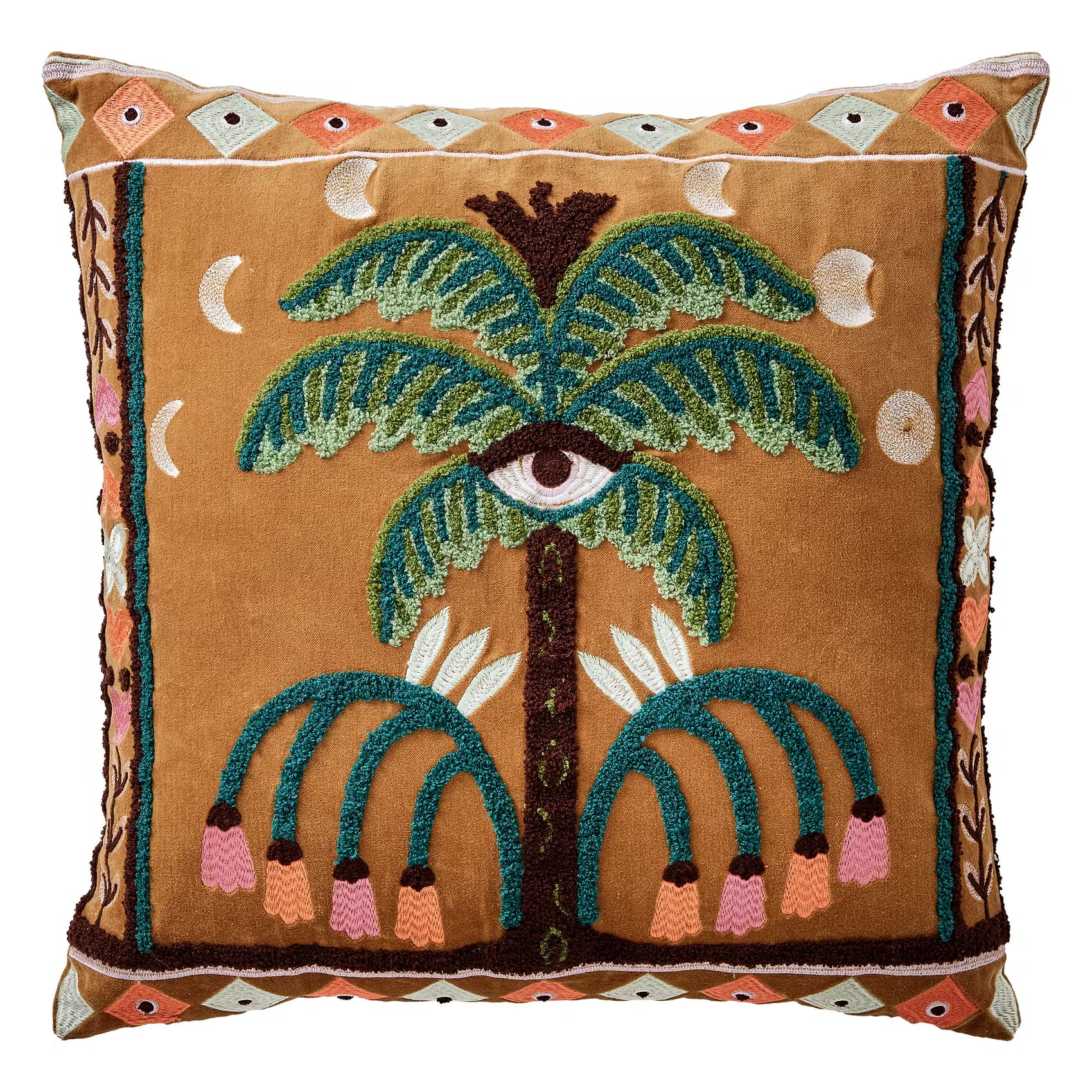 BOHEMIAN Kissen Palmen - Baumwolle/Acryl/Polyester/Andere - Braun