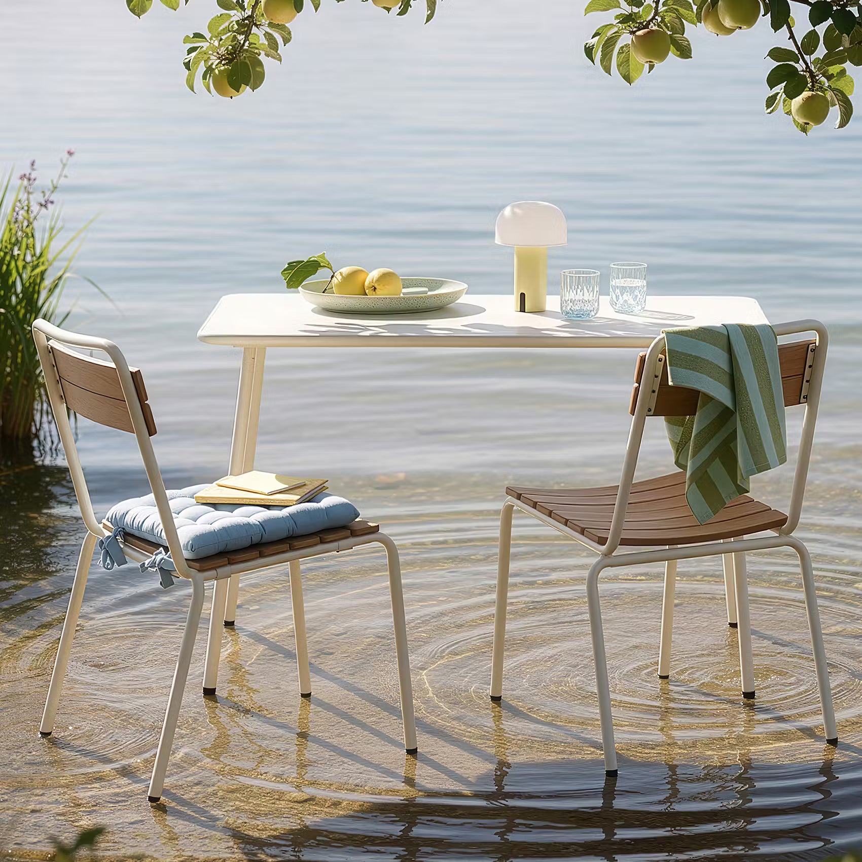 JUNTO Gartenmöbel-Set 3-tlg. - Stahl/Polyethylen - Beige