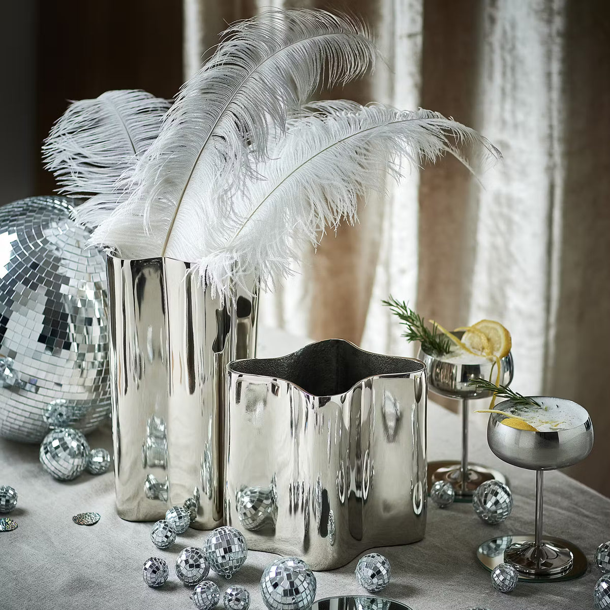 CHROME Vase - Aluminium - Silber - Höhe: 30 cm