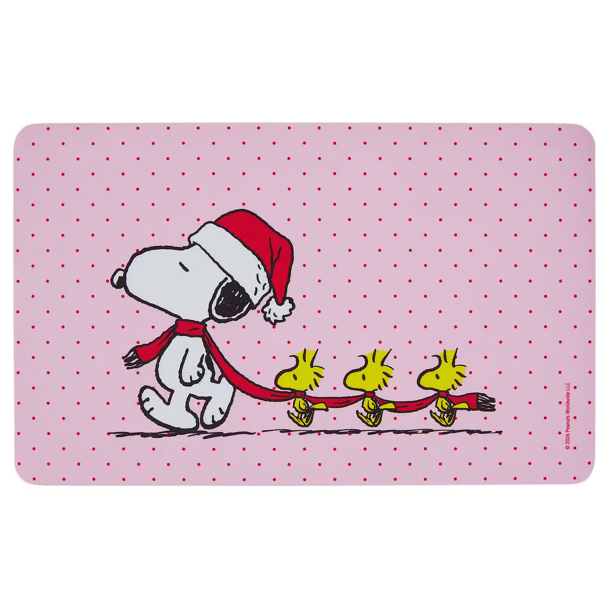 PEANUTS Frühstücksbrettchen Weihnachtsmütze - HPL Schichtstoff - Pink/Rot